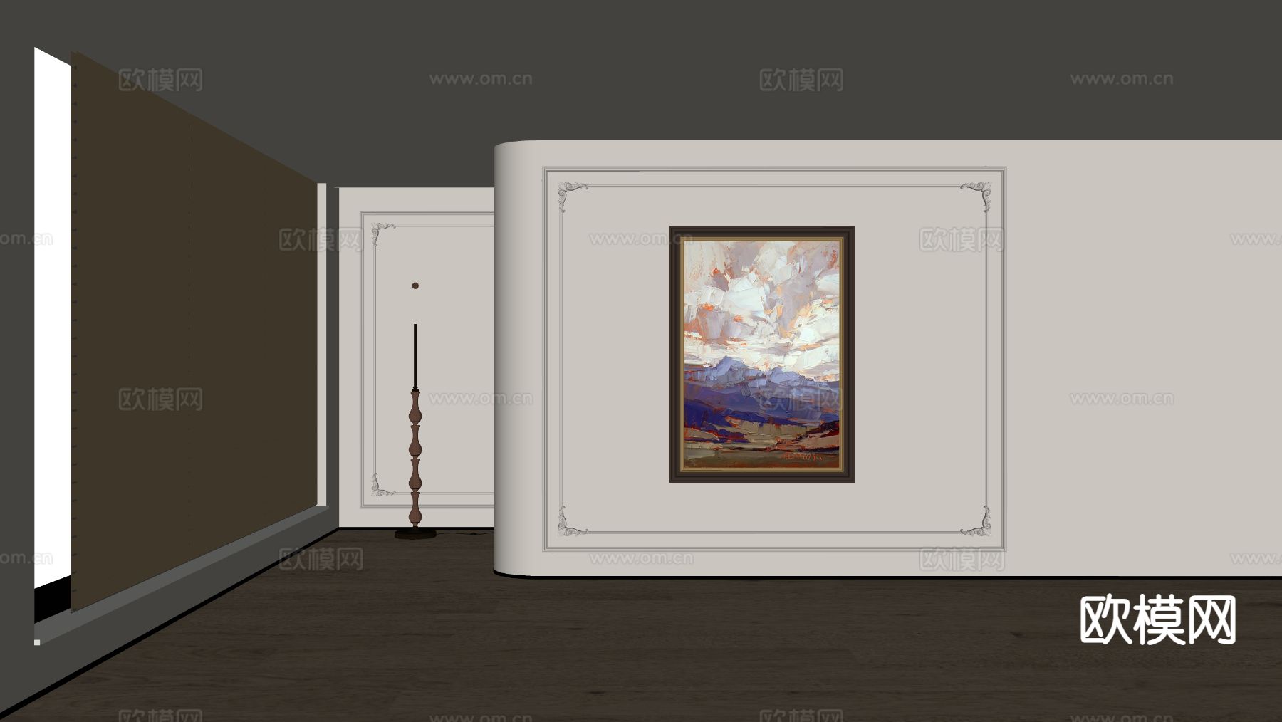 美式装饰画 油画su模型下载（渲染图1）