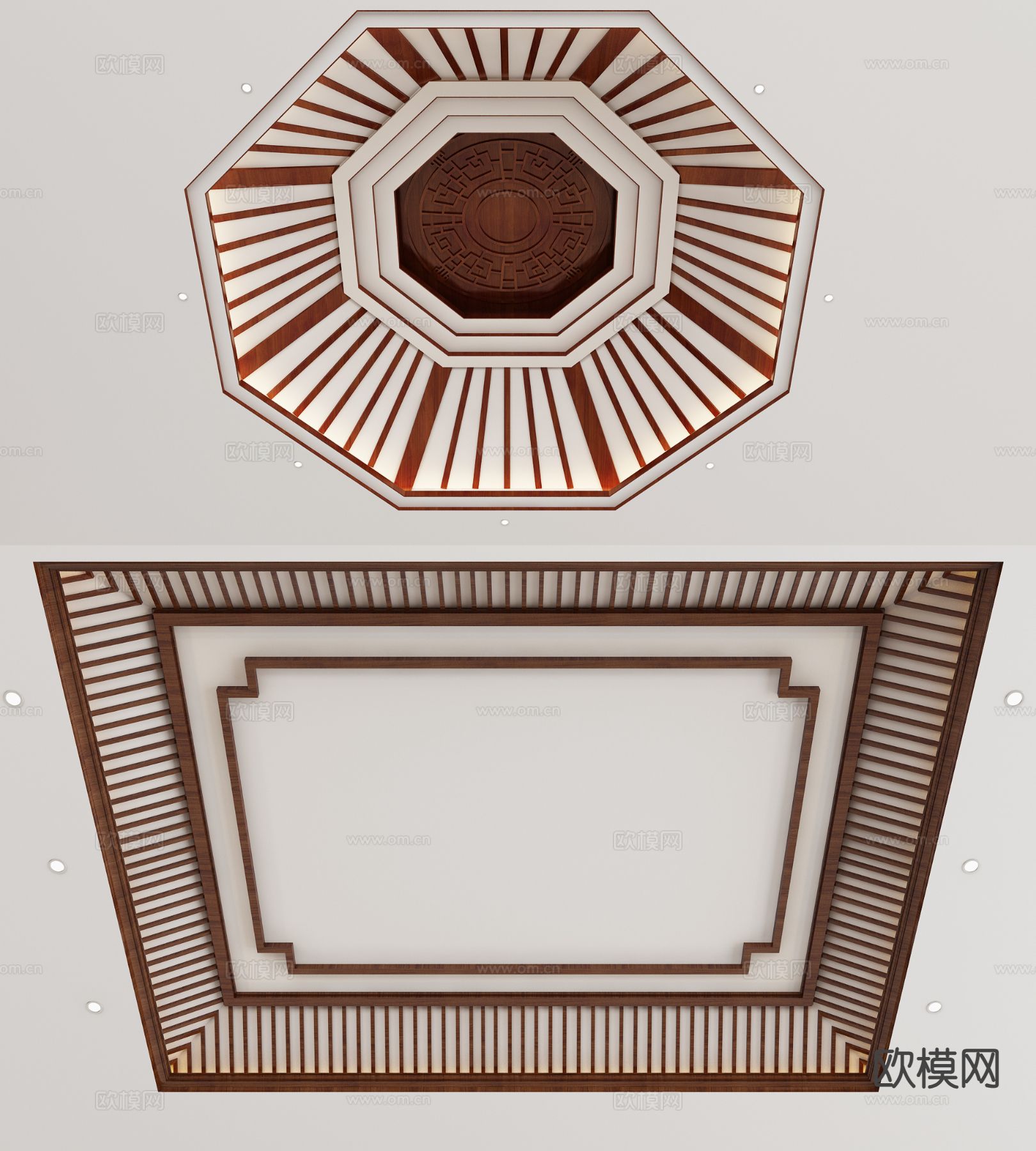 新中式天花吊顶su模型