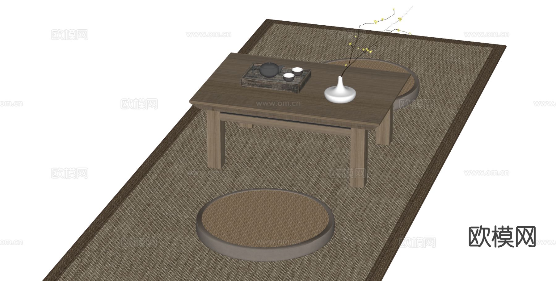 日式茶台su模型下载（渲染图1）