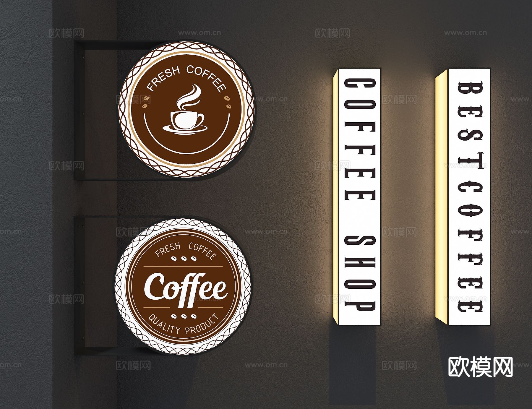 咖啡店灯箱 广告灯箱 装饰灯3d模型下载