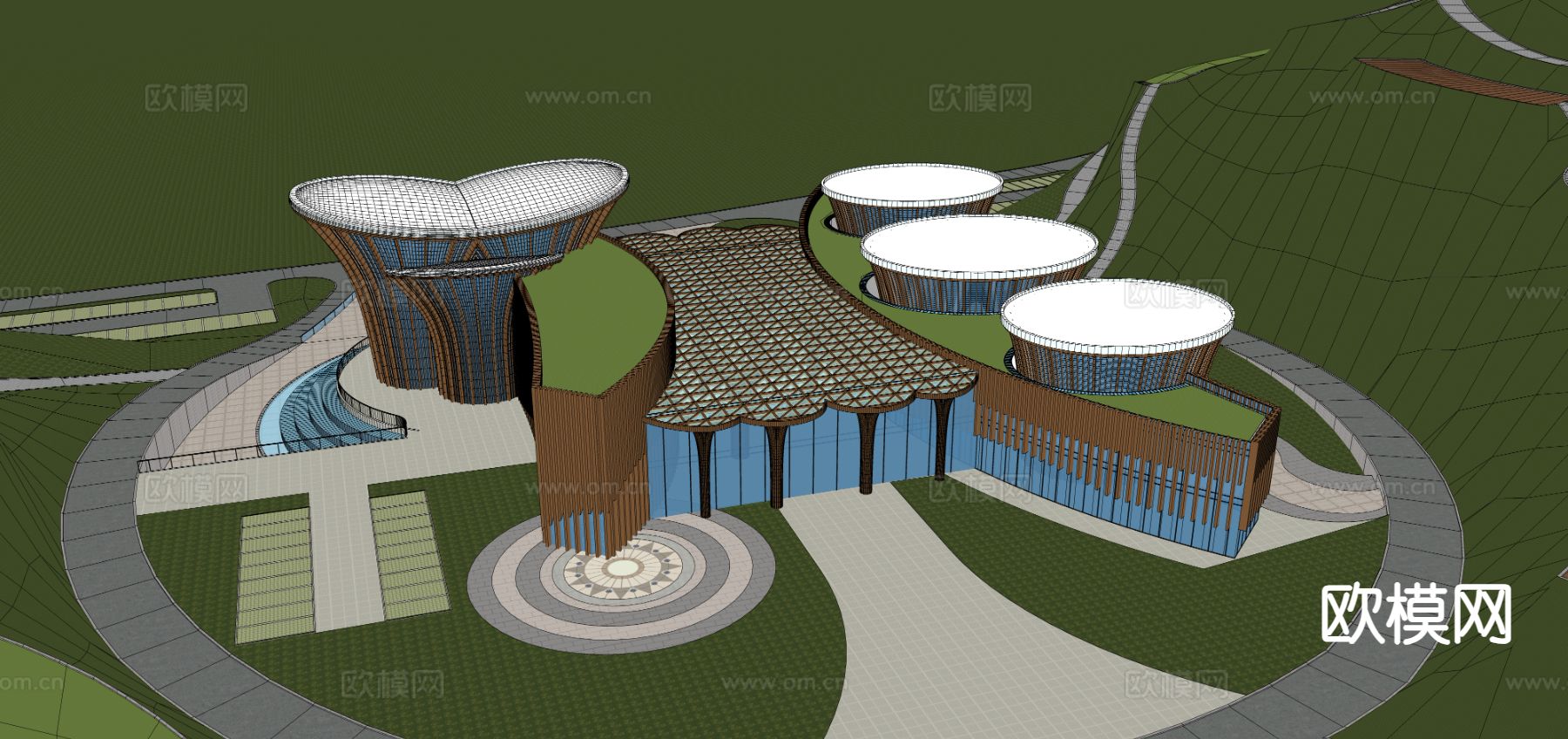 现代博物馆建筑 文化馆su模型