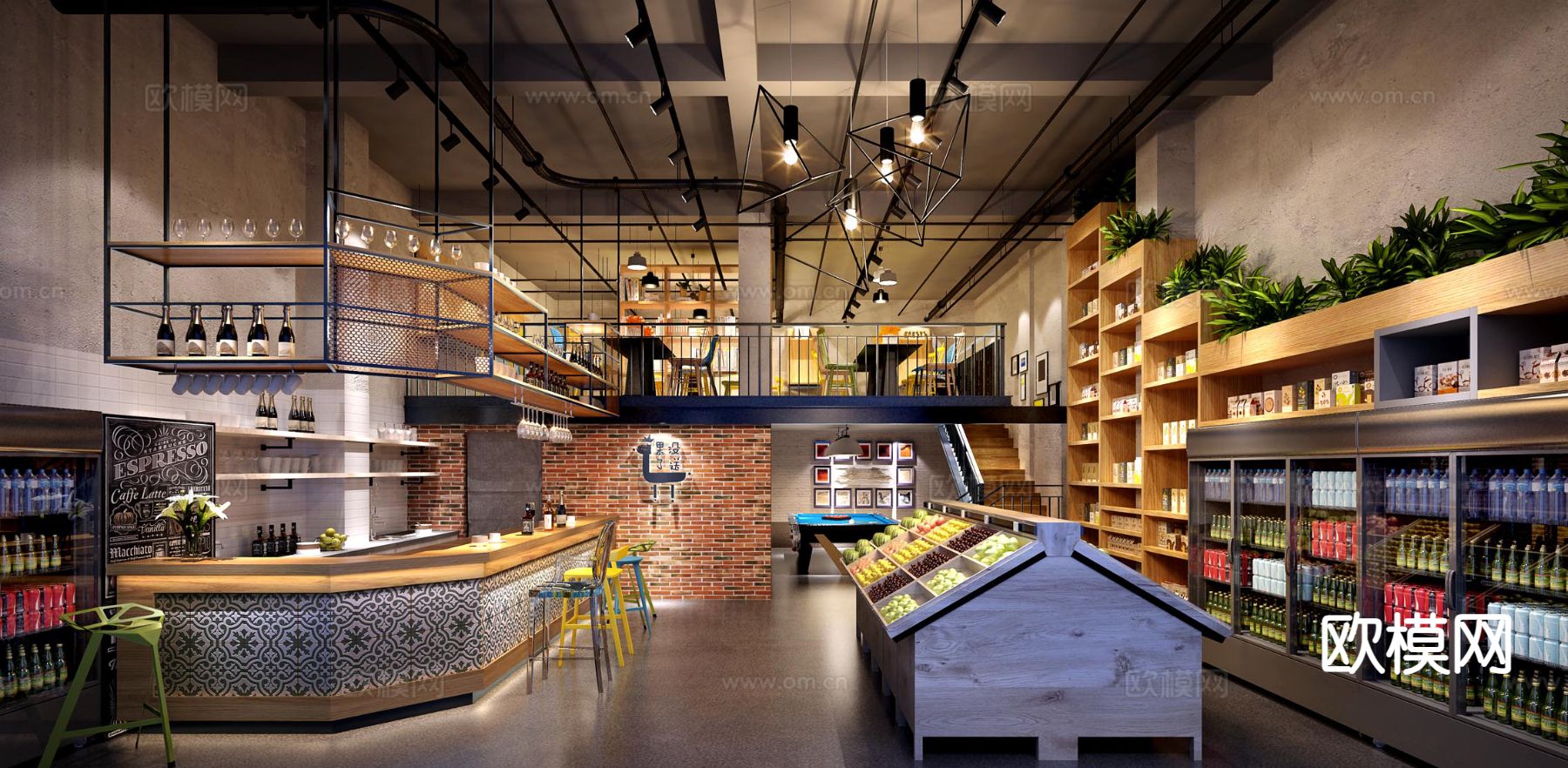 工业风水果店3d模型下载（渲染图4）