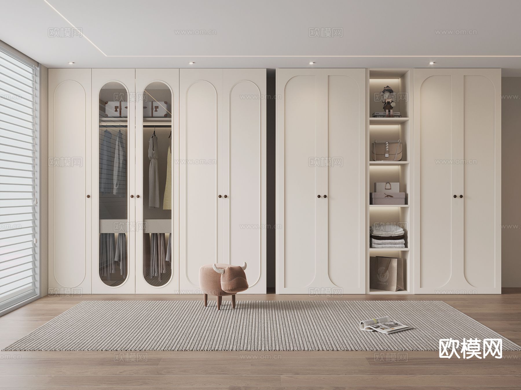 简欧衣柜su模型下载（渲染图2）