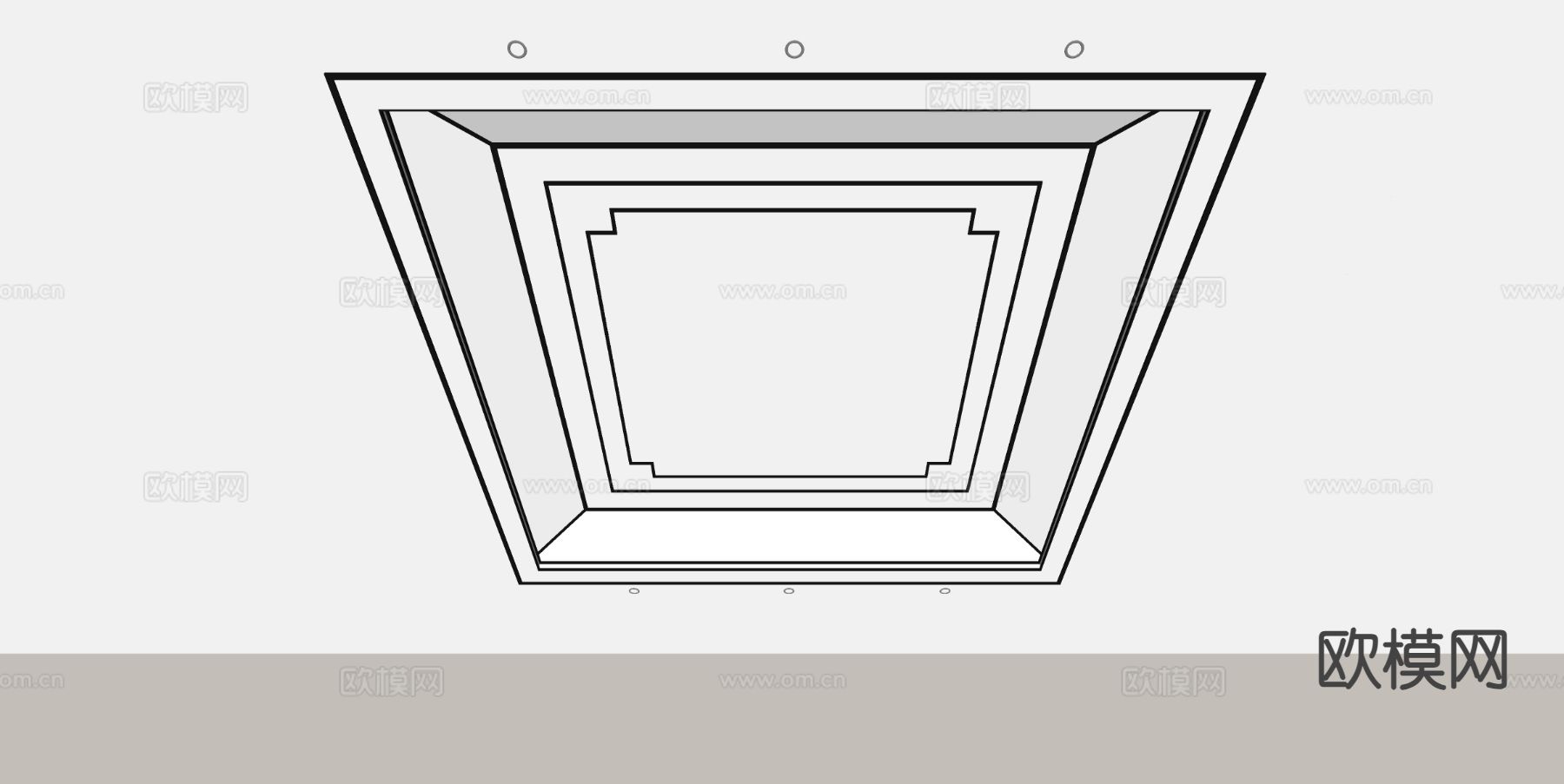 新中式天花吊顶su模型