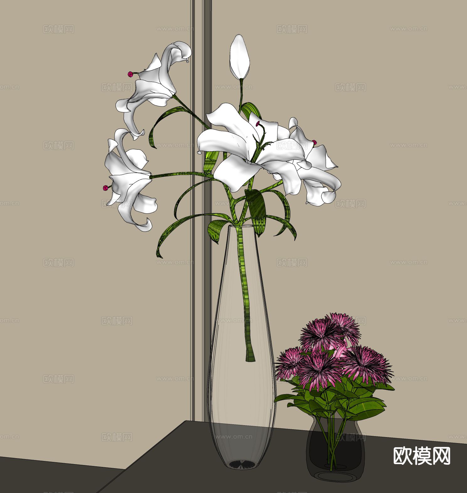 现代花艺花卉su模型