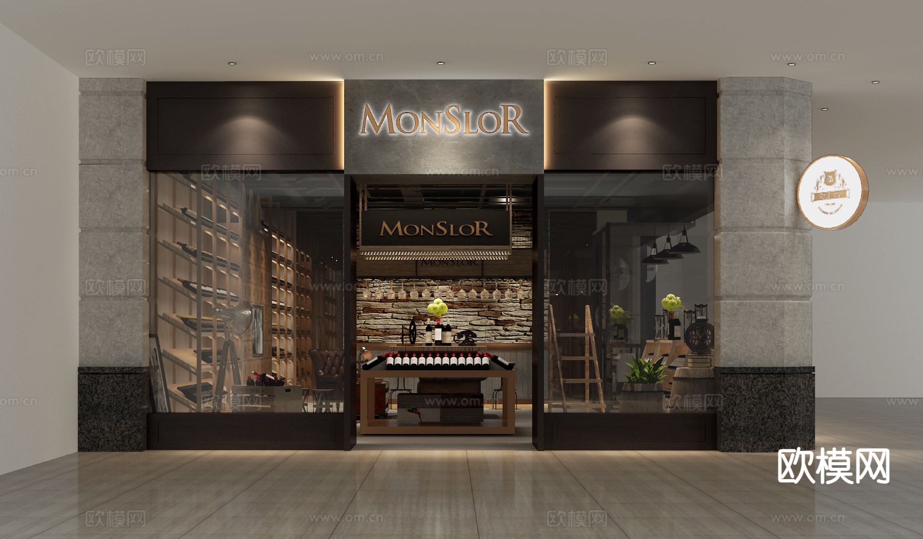 工业风酒馆 红酒专卖店3d模型下载（渲染图2）