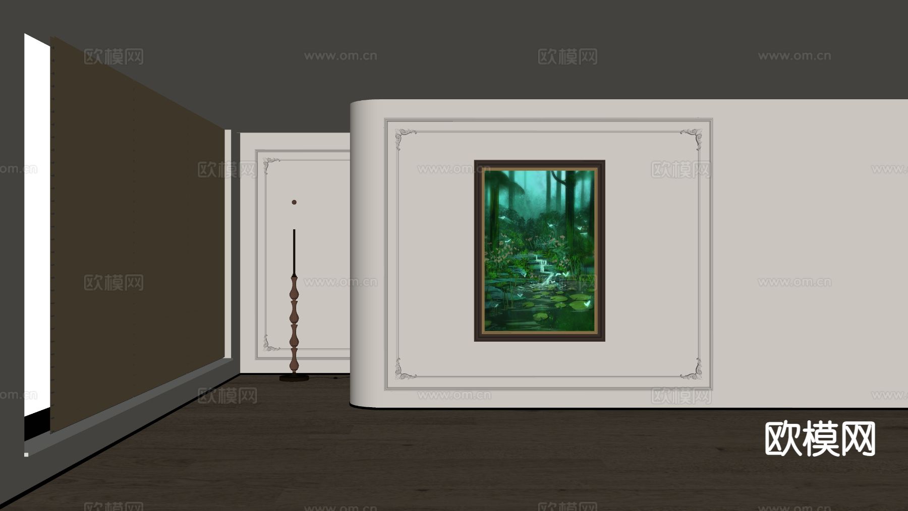 美式装饰画 油画su模型下载（渲染图1）