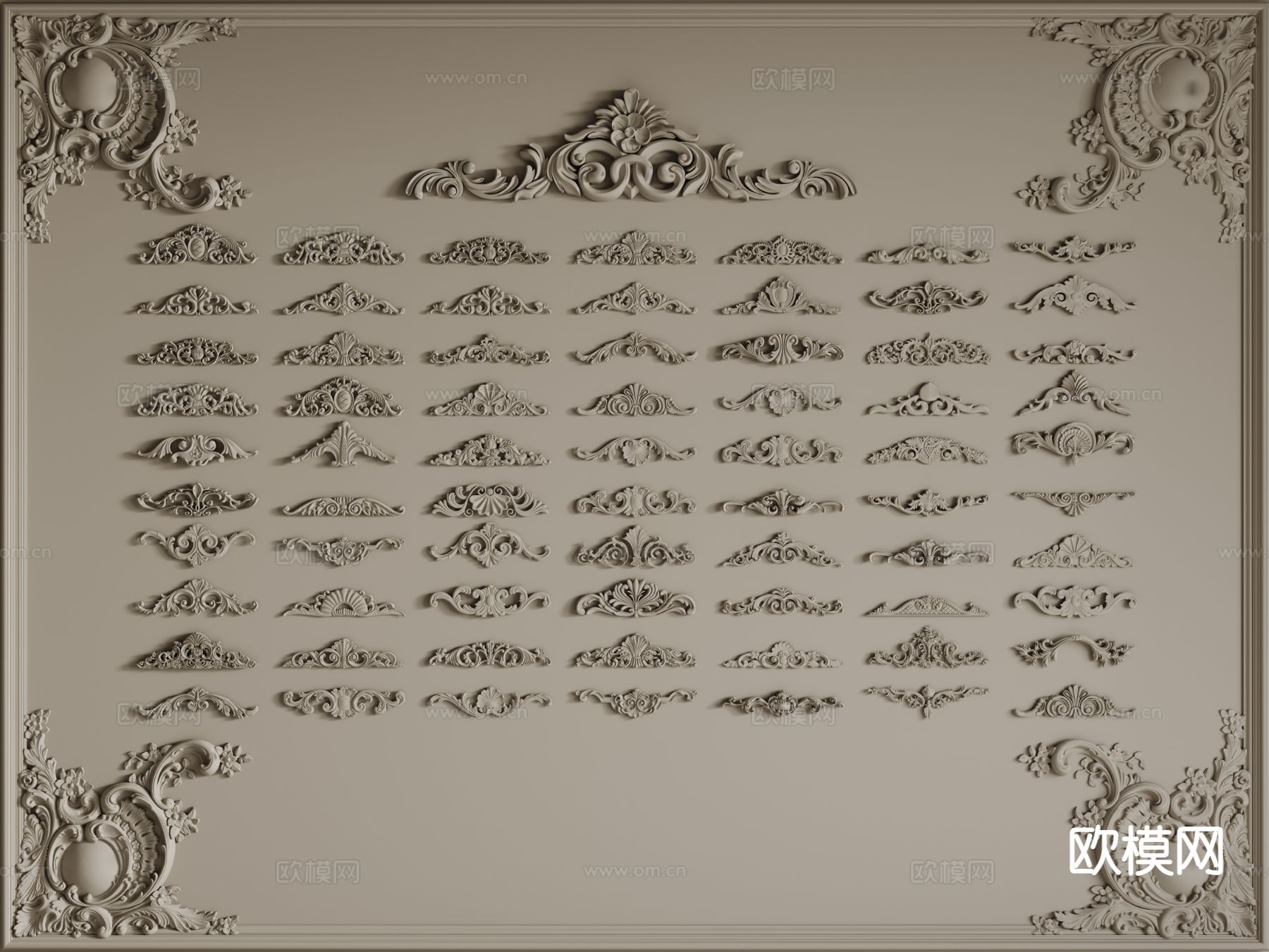 欧式雕花 雕花角花 石膏雕刻3d模型
