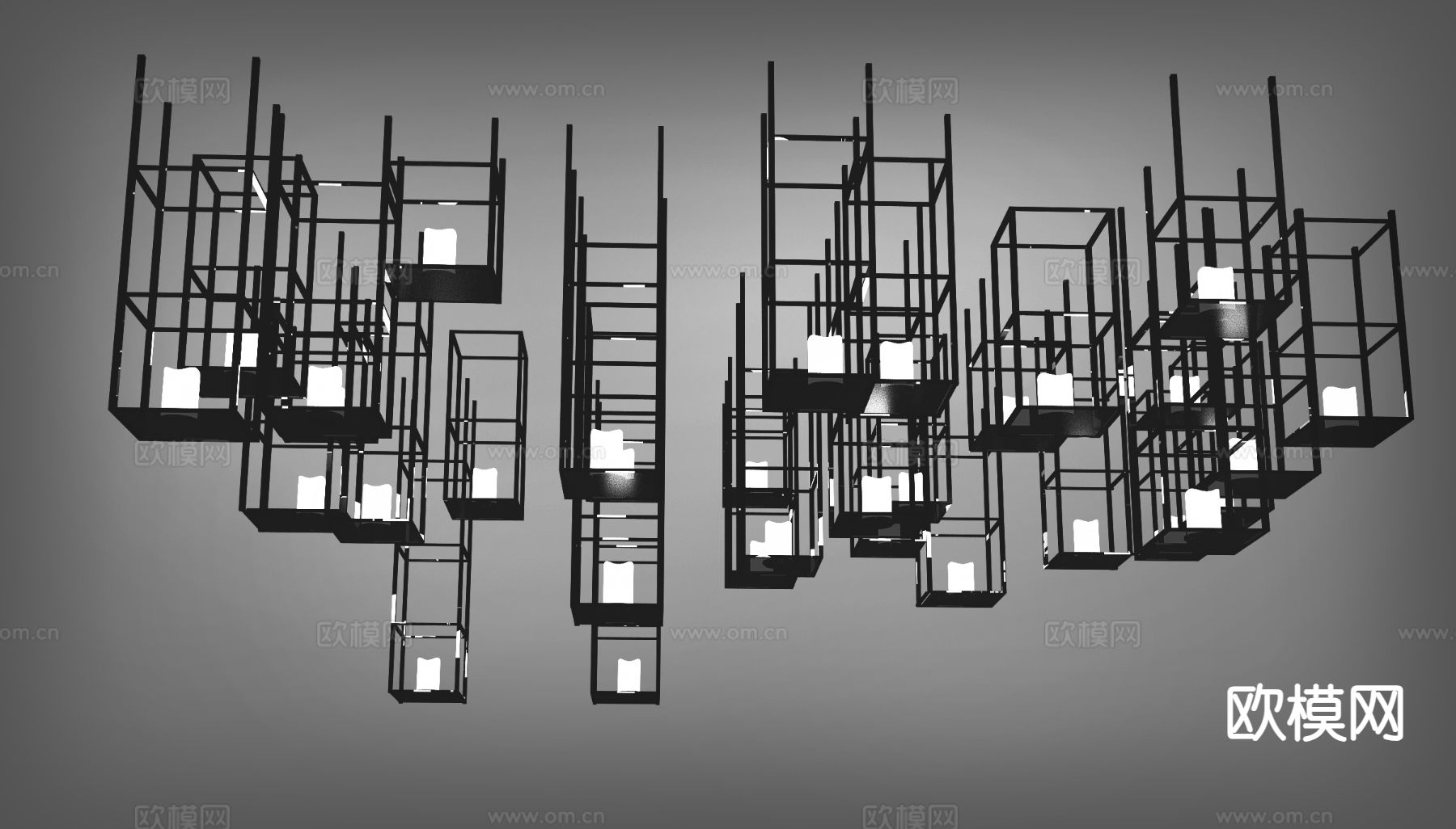 工业风装饰灯 大堂灯3d模型