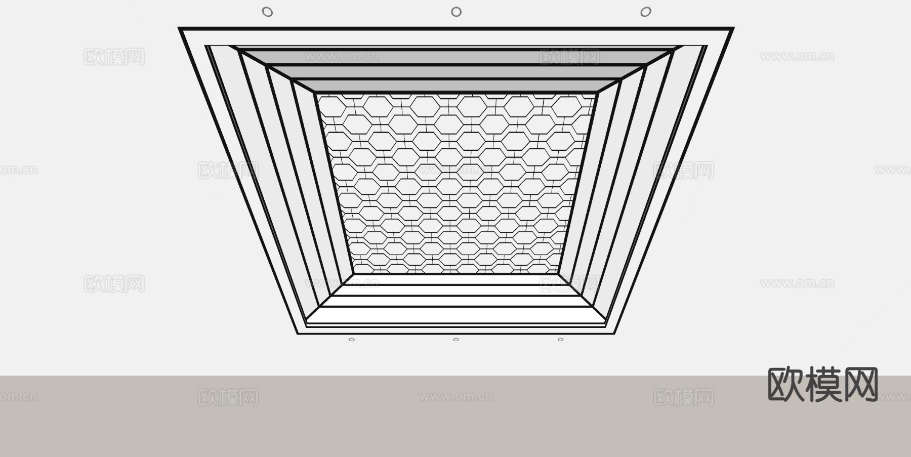 新中式天花吊顶su模型