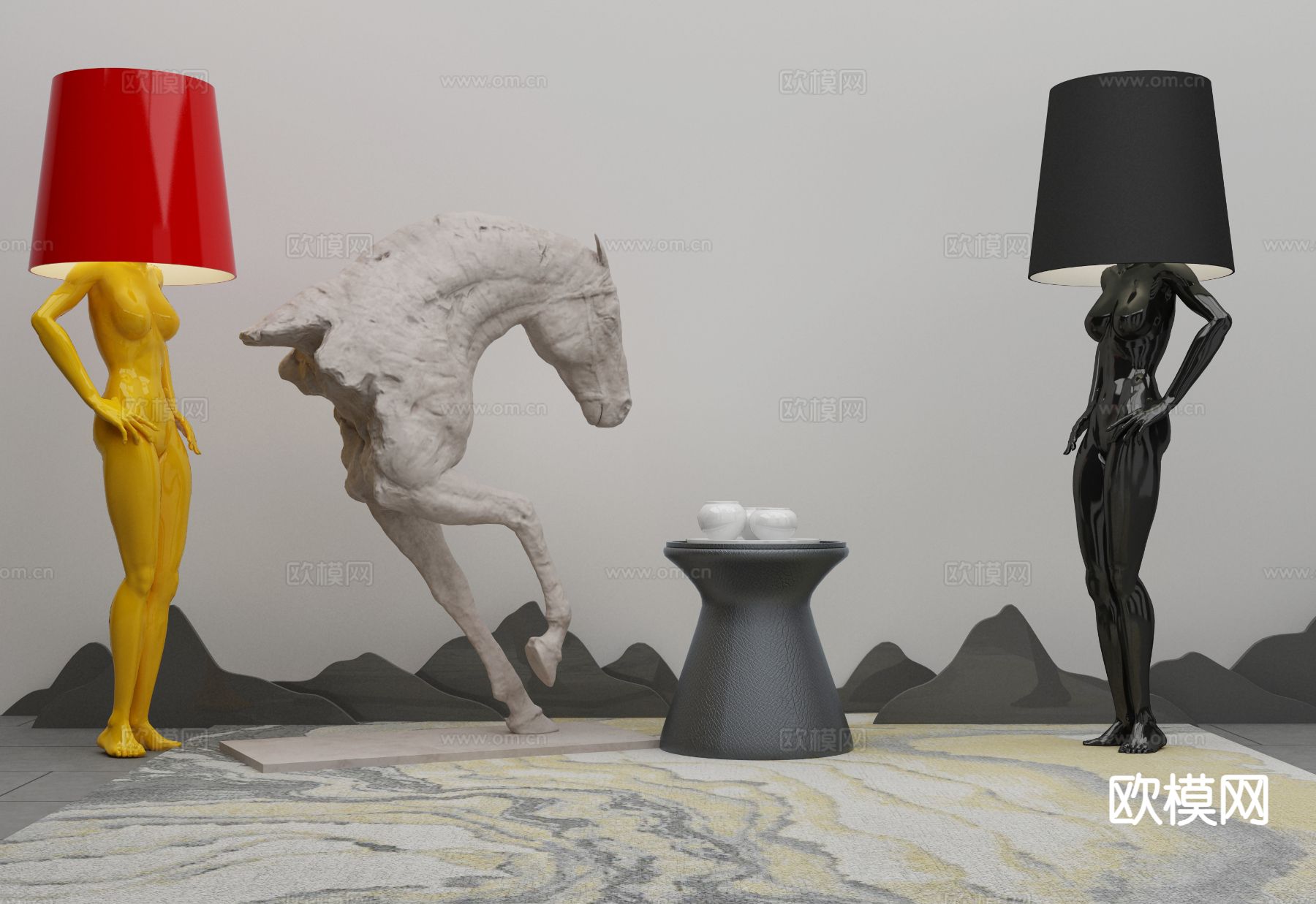 个性化落地灯3d模型下载（渲染图1）