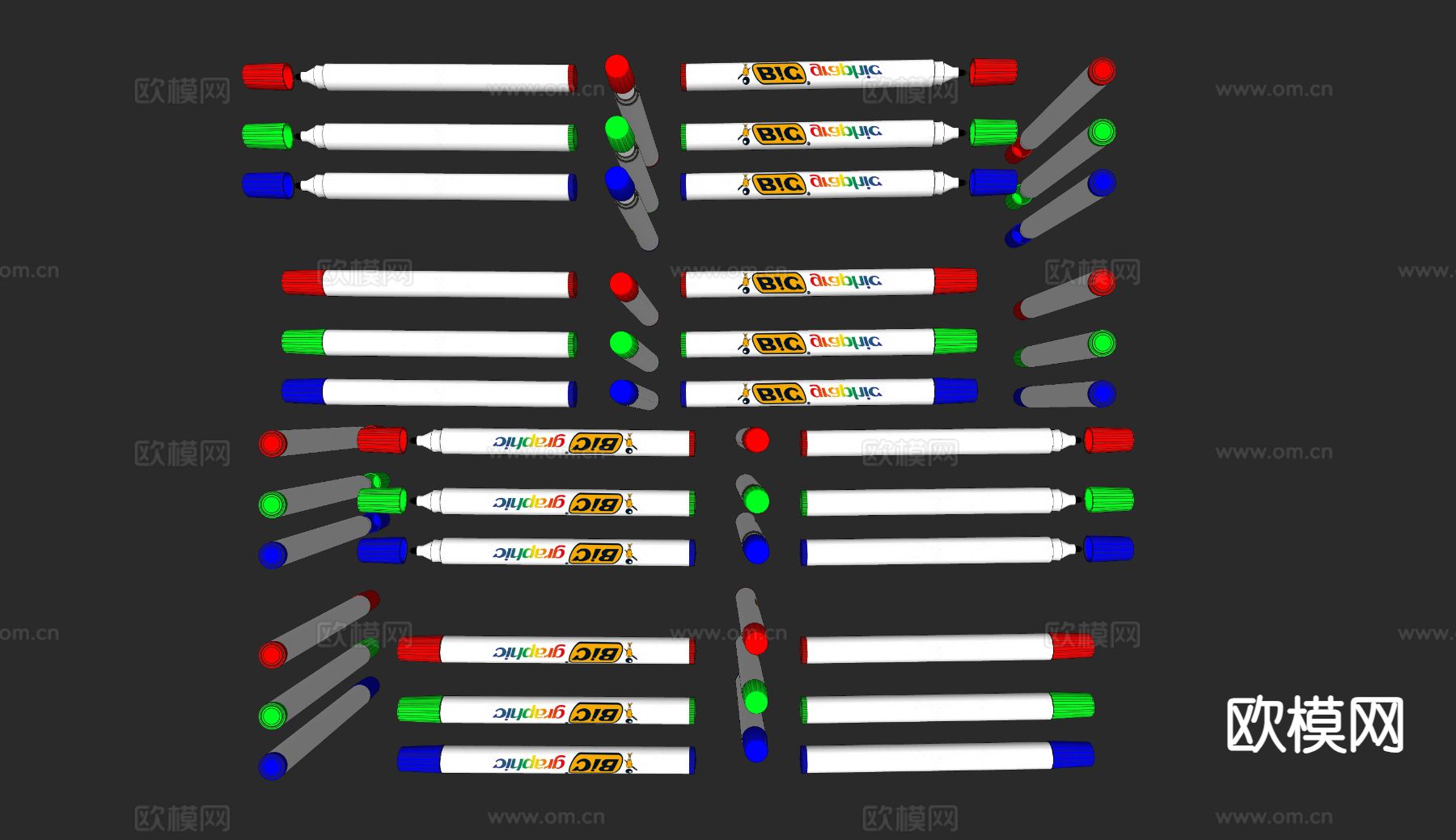 儿童彩色画笔 马克笔3d模型