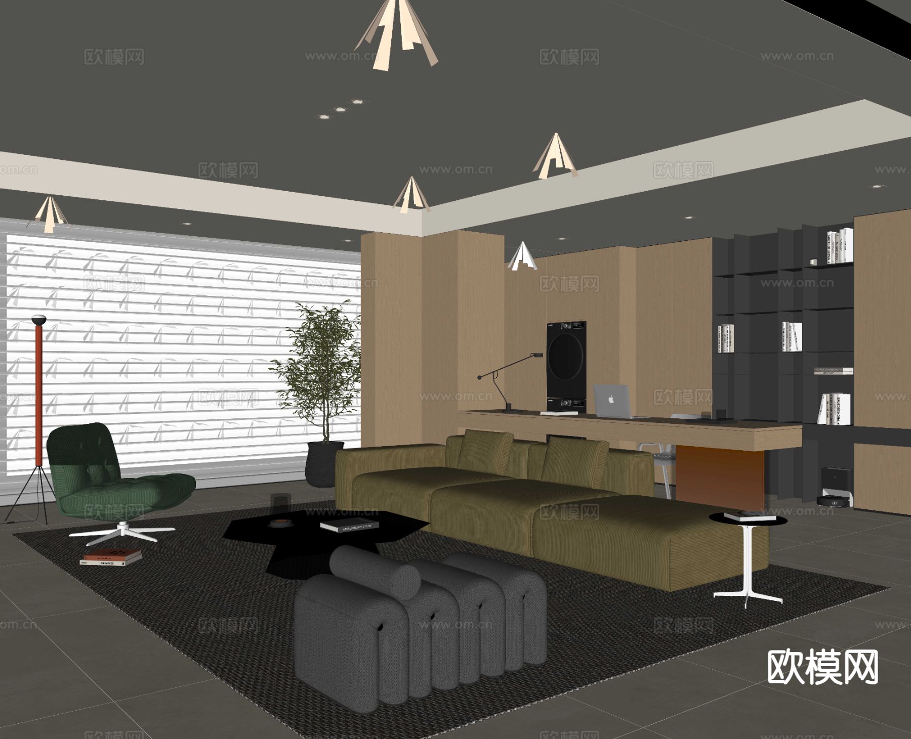 意式客厅su模型下载（渲染图1）