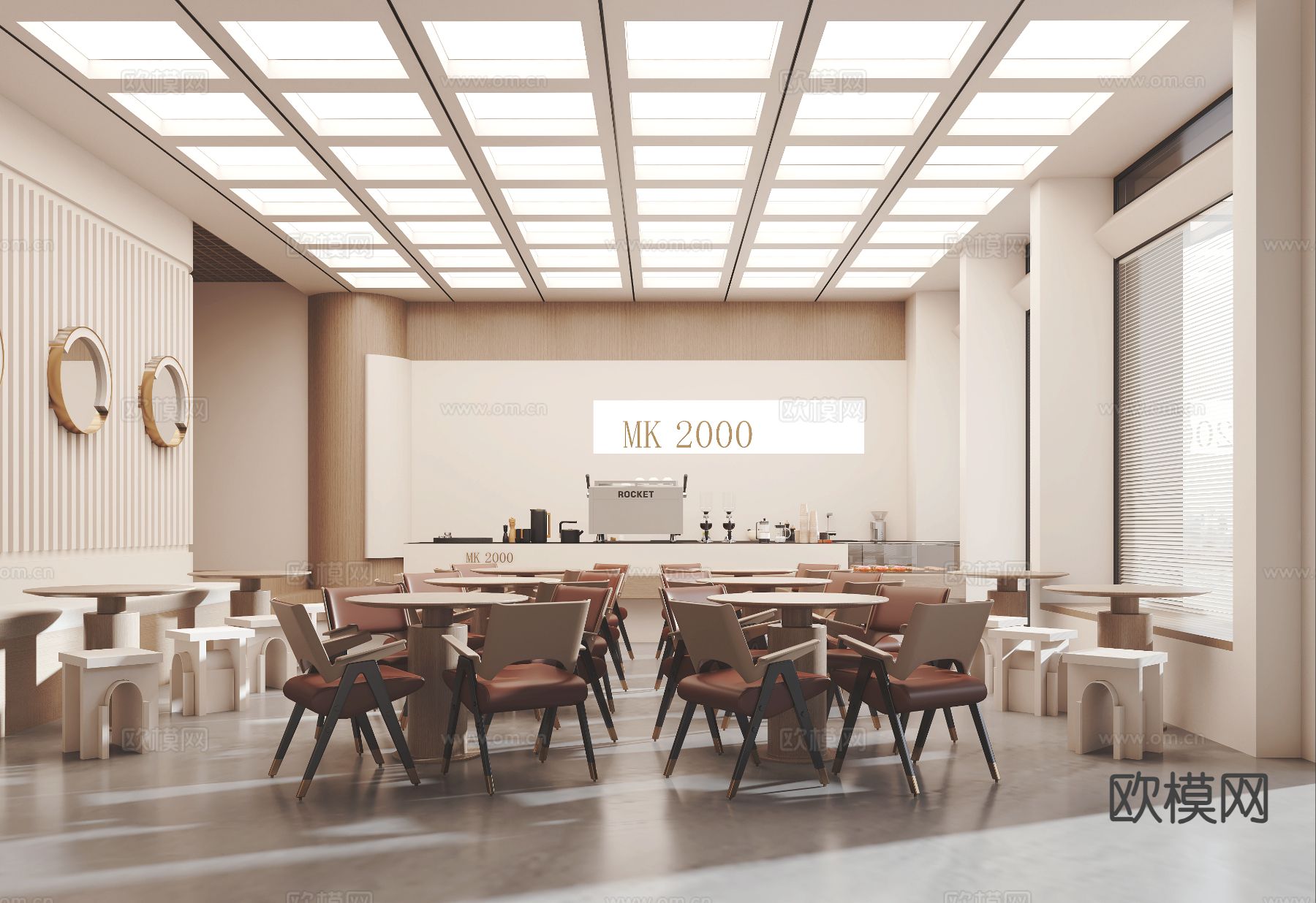 现代奶茶甜品店3d模型下载