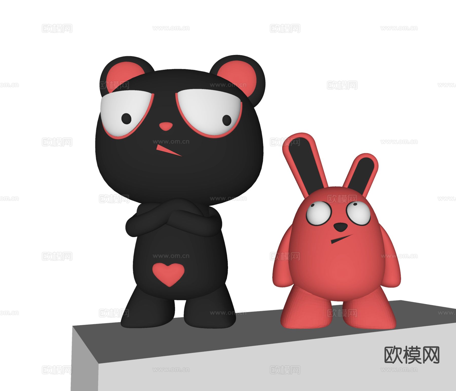 萌趣熊雕塑 卡通潮玩su模型下载（渲染图1）