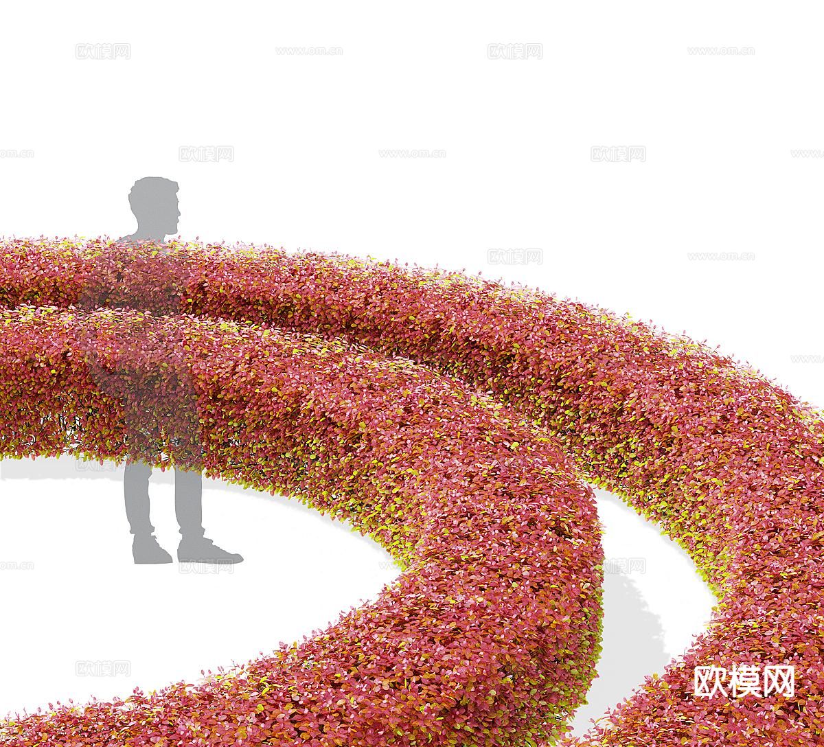 现代灌木丛 造型灌木 绿篱3d模型下载（渲染图3）