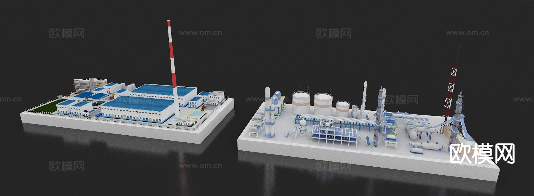 现代沙盘场景 工厂园区水务设备3d模型