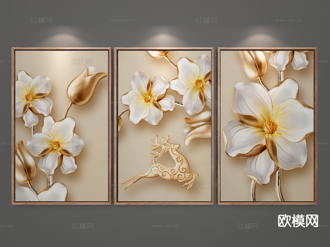 欧式古典画 装饰画 花卉挂画3d模型下载（渲染图2）