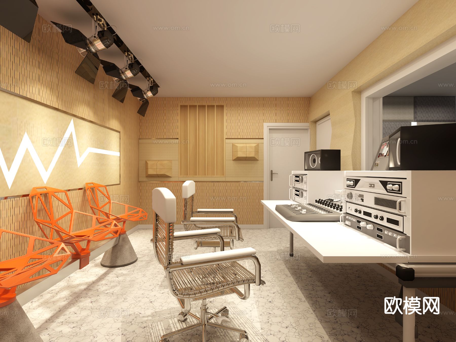 现代录音棚3d模型下载（渲染图3）