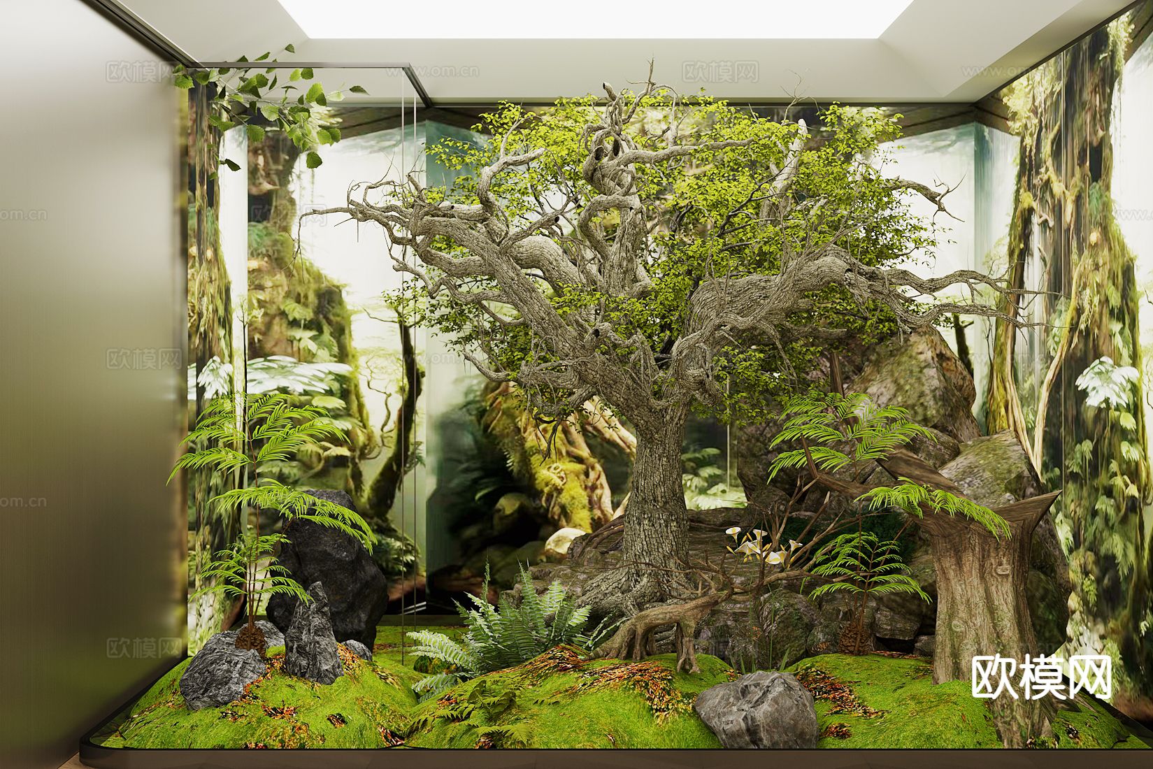 现代室内植物景观 绿植造景3d模型