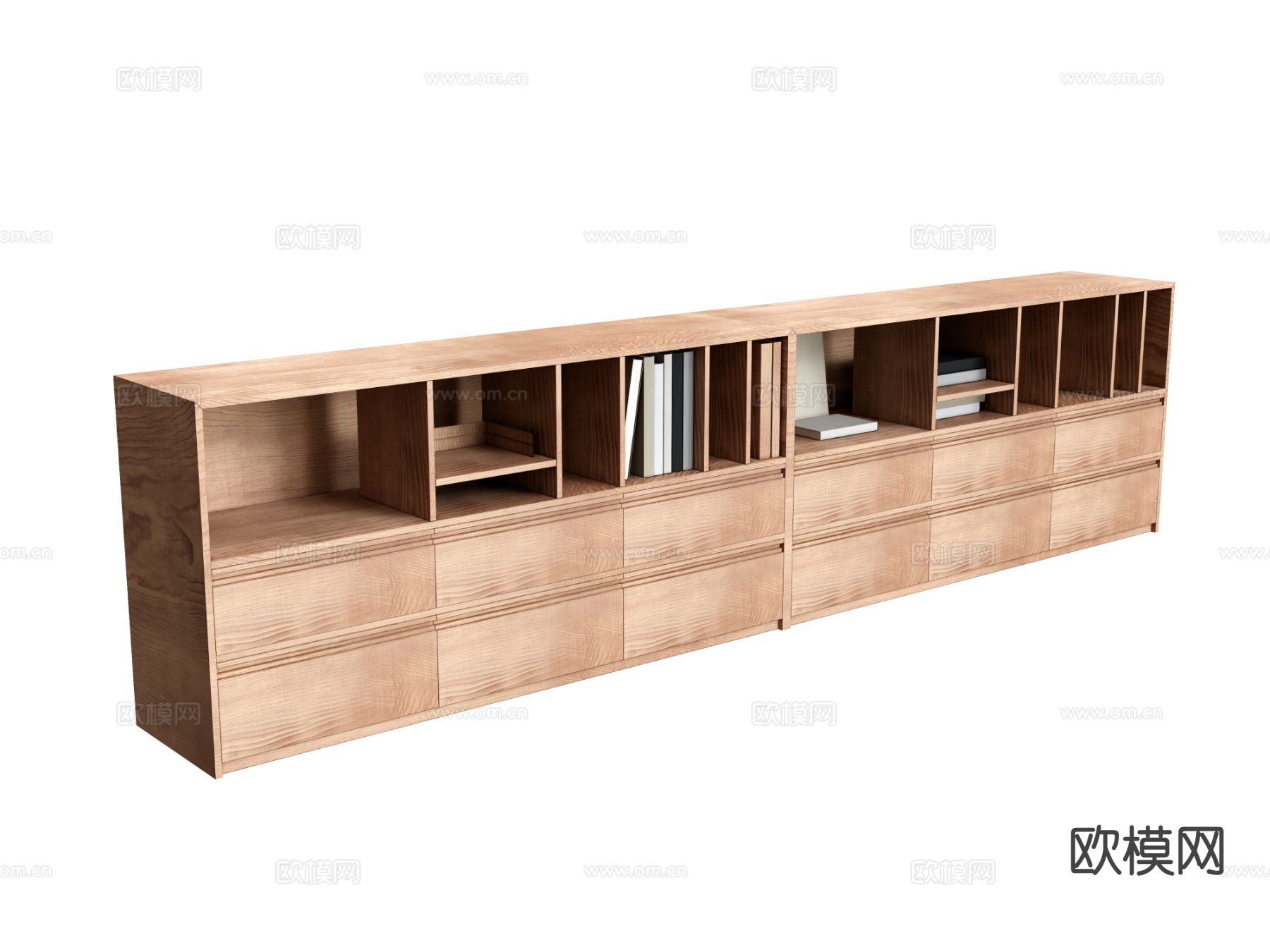 原木风电视柜su模型下载（渲染图2）