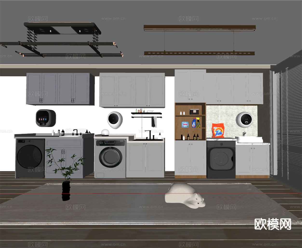 北欧阳台 洗衣房su模型下载（渲染图1）