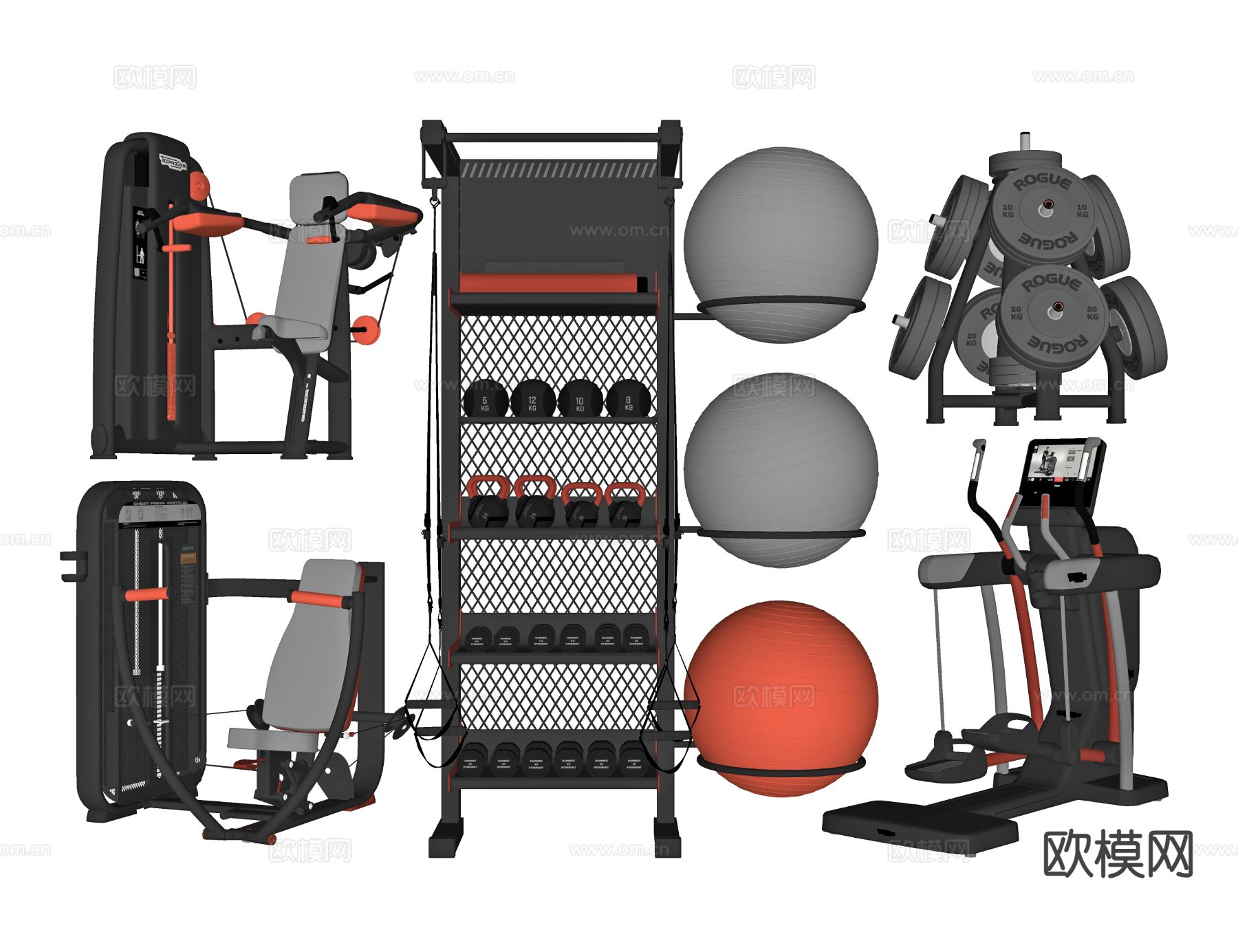 现代健身器材su模型