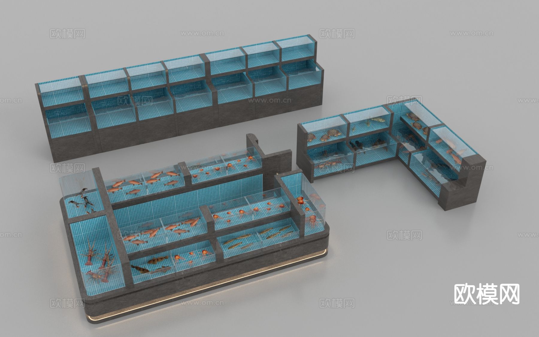 超市海鲜池 海鲜台 鱼缸3d模型