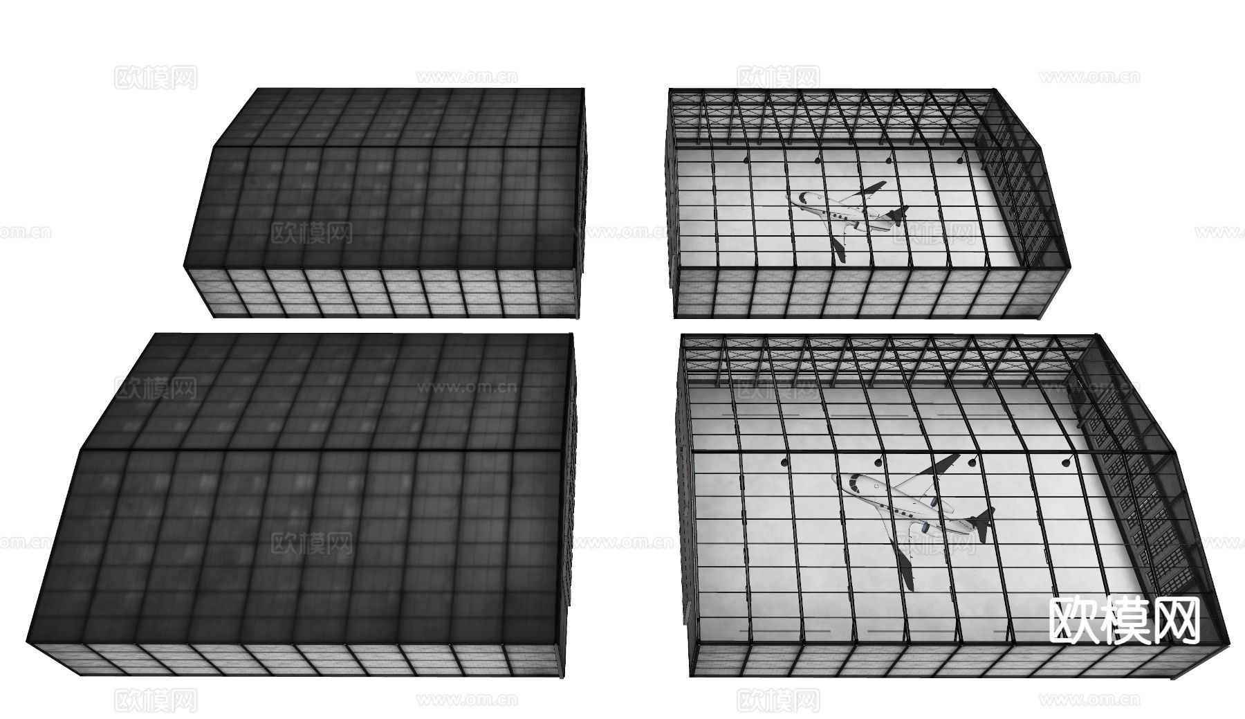 现代飞机仓库 飞机停车库3d模型