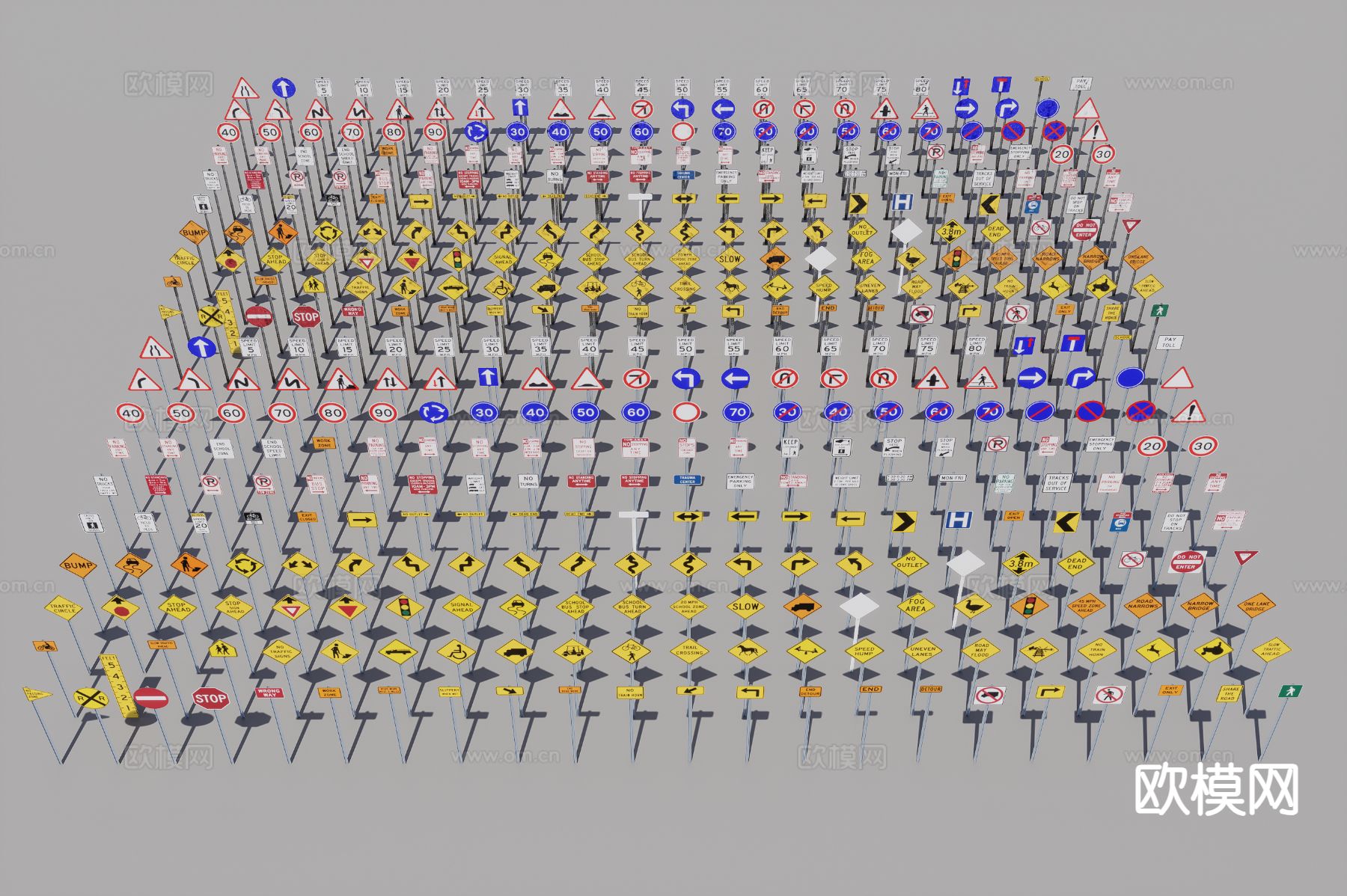 交通标志 路牌 禁停标志3d模型