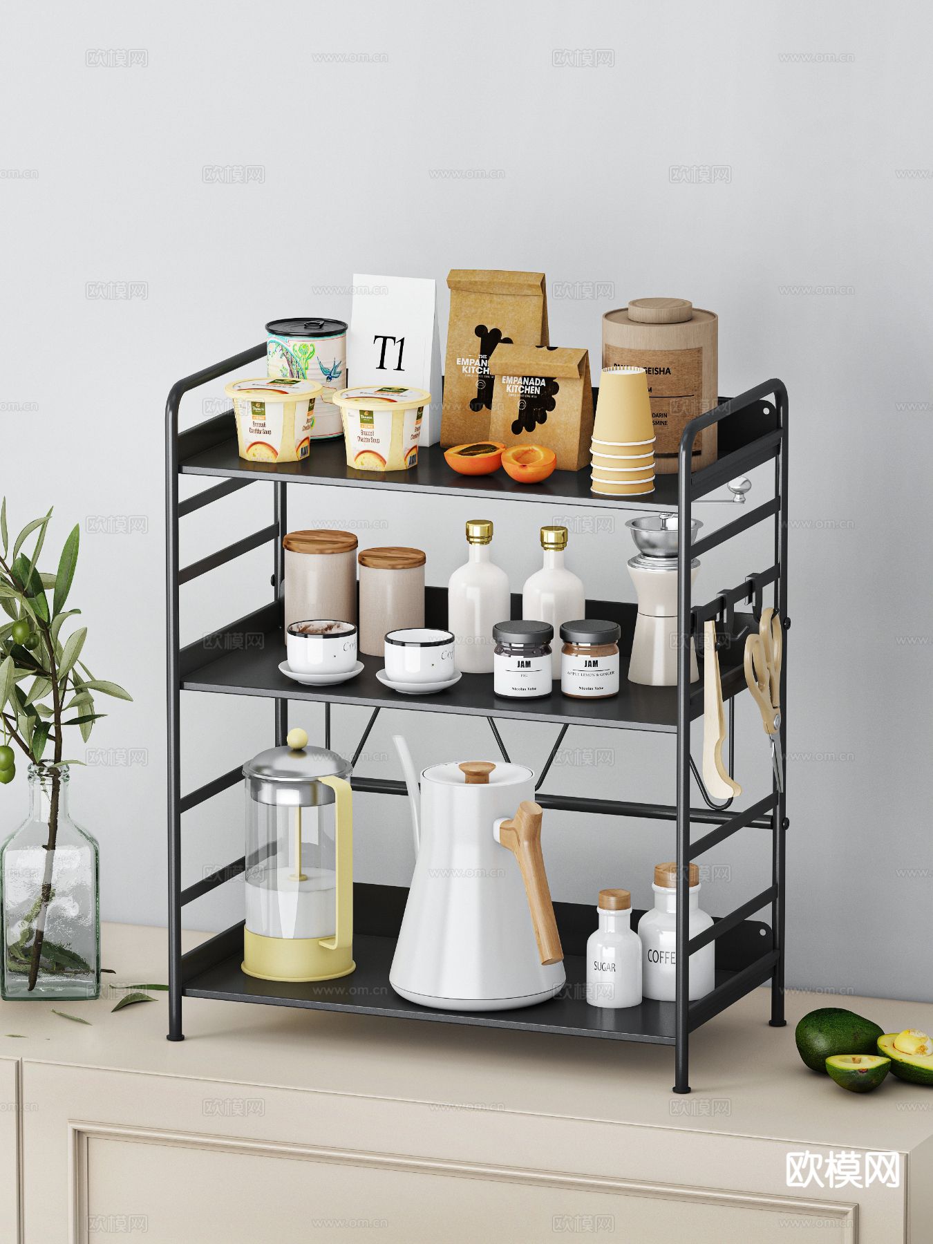 咖啡茶叶置物架免费3d模型下载