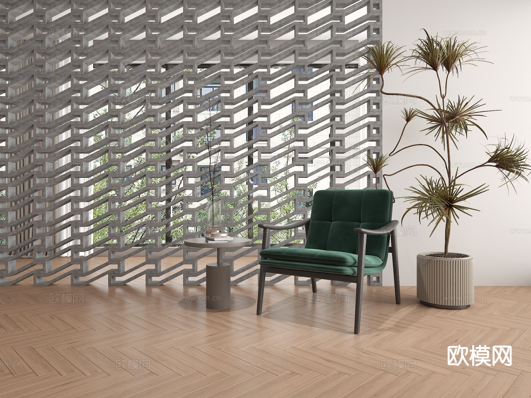 水泥砖隔断 镂空砖隔断3d模型下载