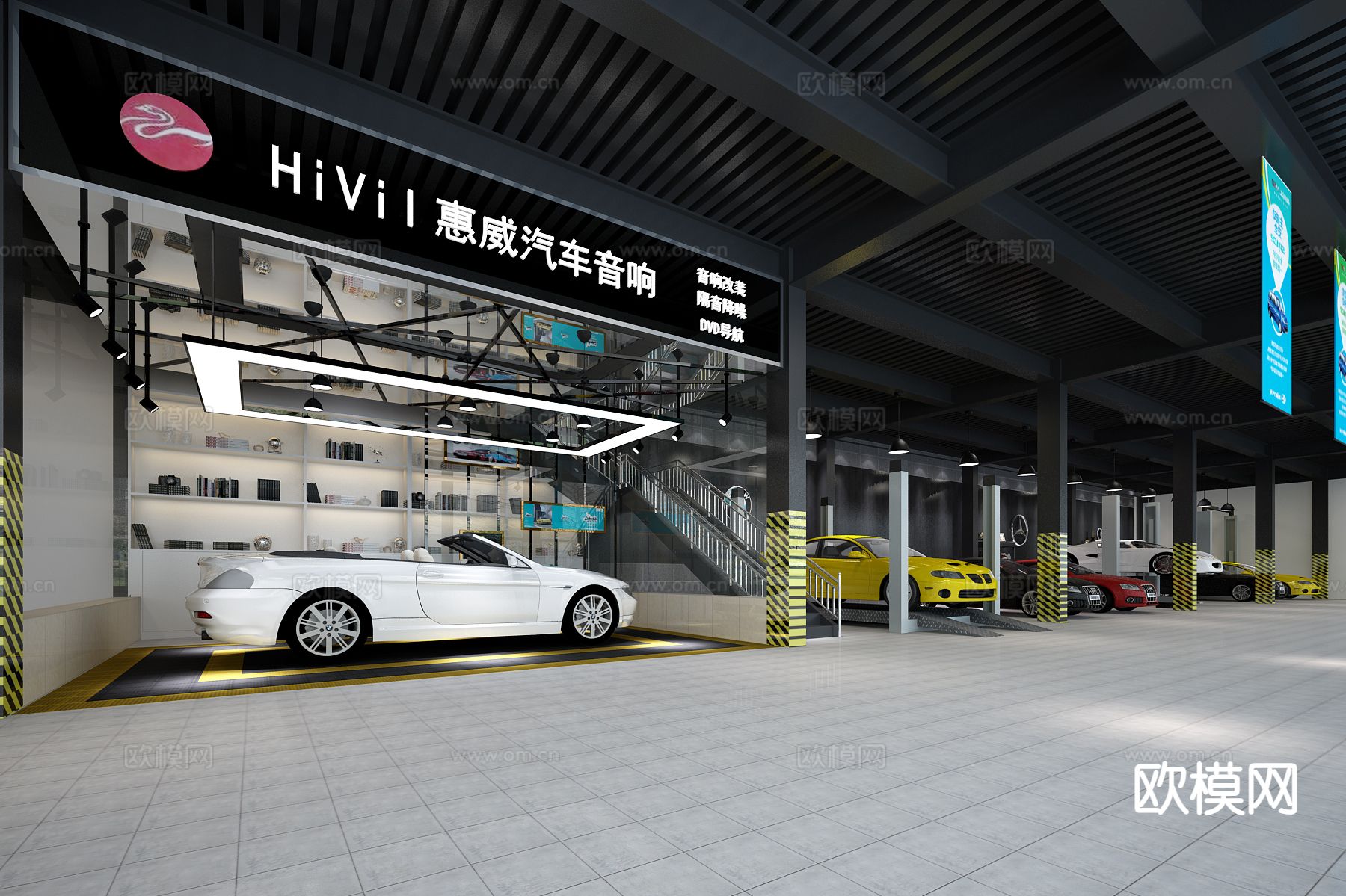 汽车4S店 汽修店3d模型