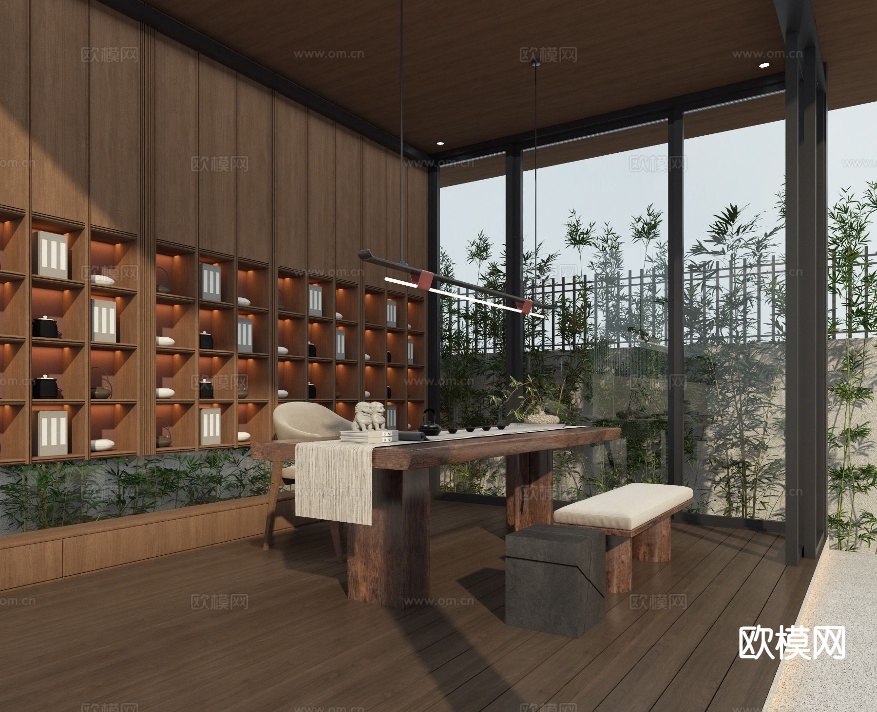 新中式茶室3d模型下载