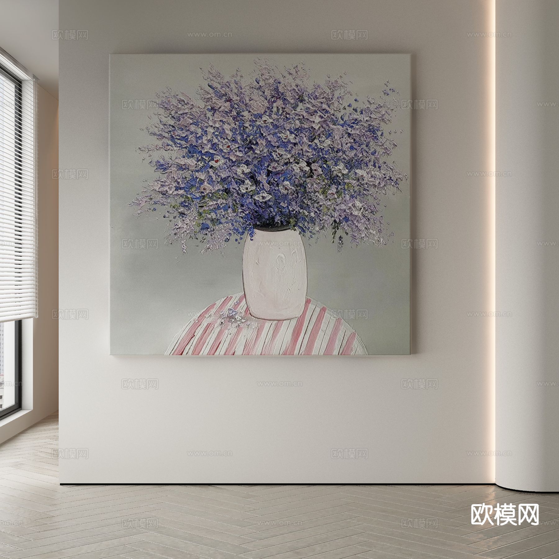 现代装饰画 花朵油画3d模型