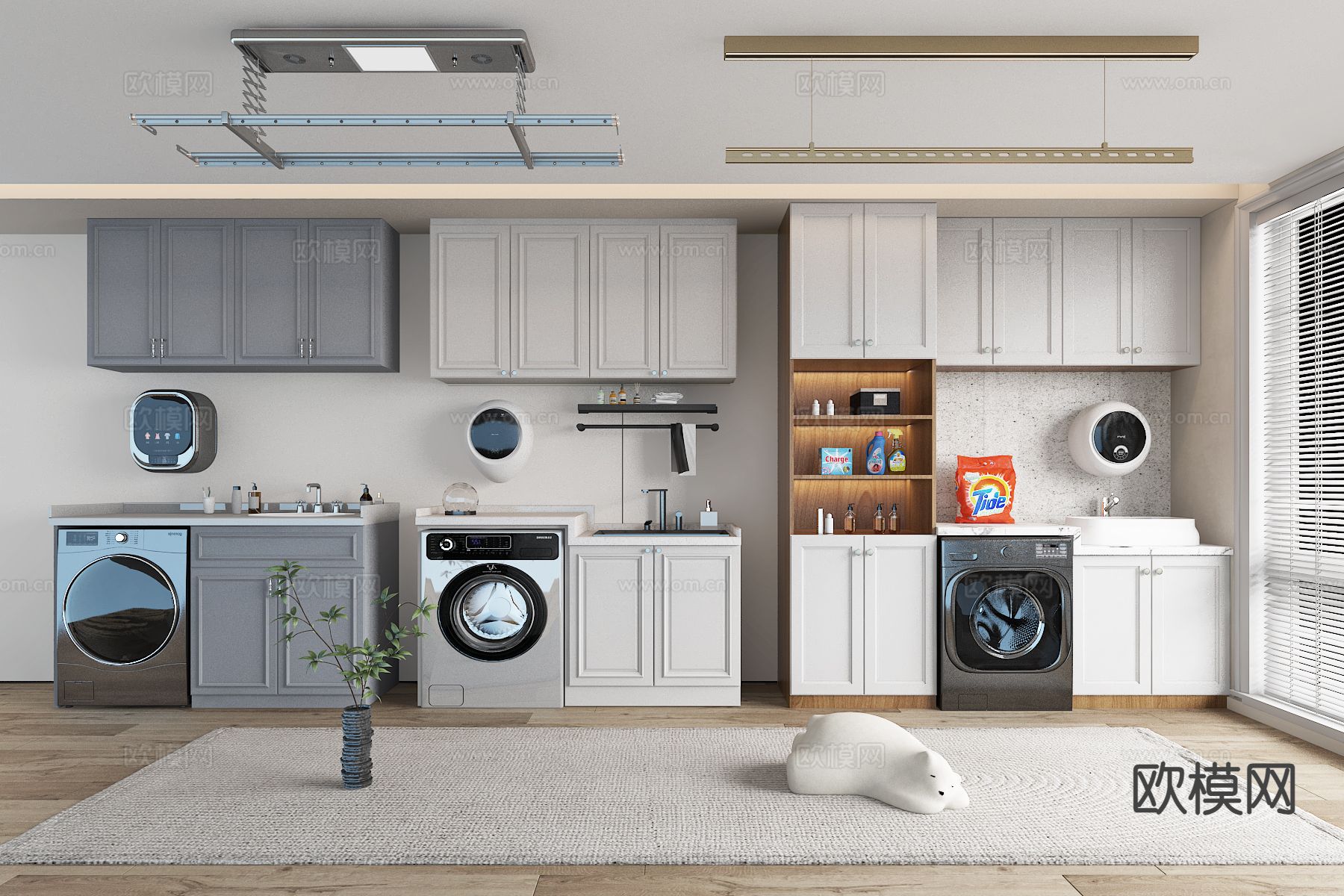 北欧阳台 洗衣房su模型下载（渲染图2）