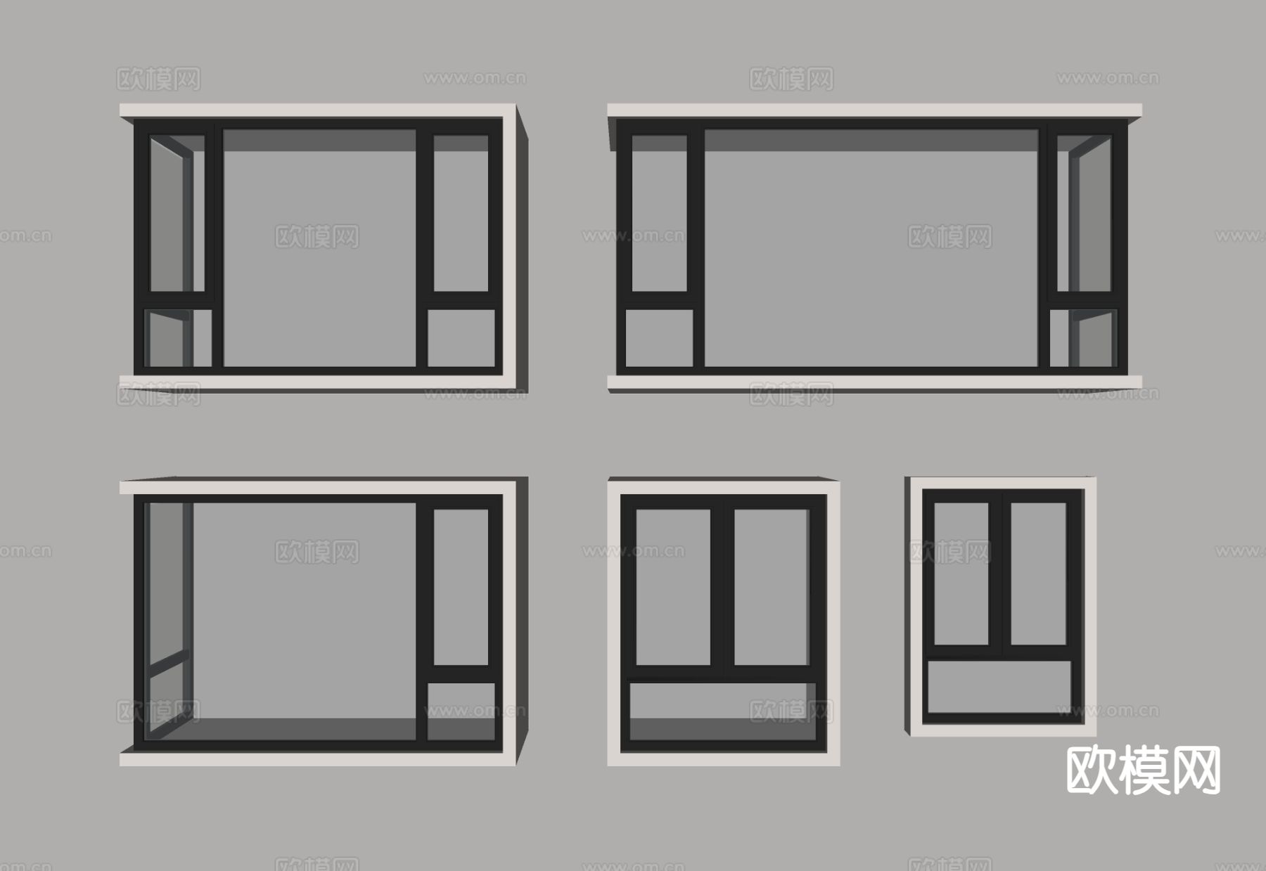 现代窗户飘窗 平开窗 窗户su模型