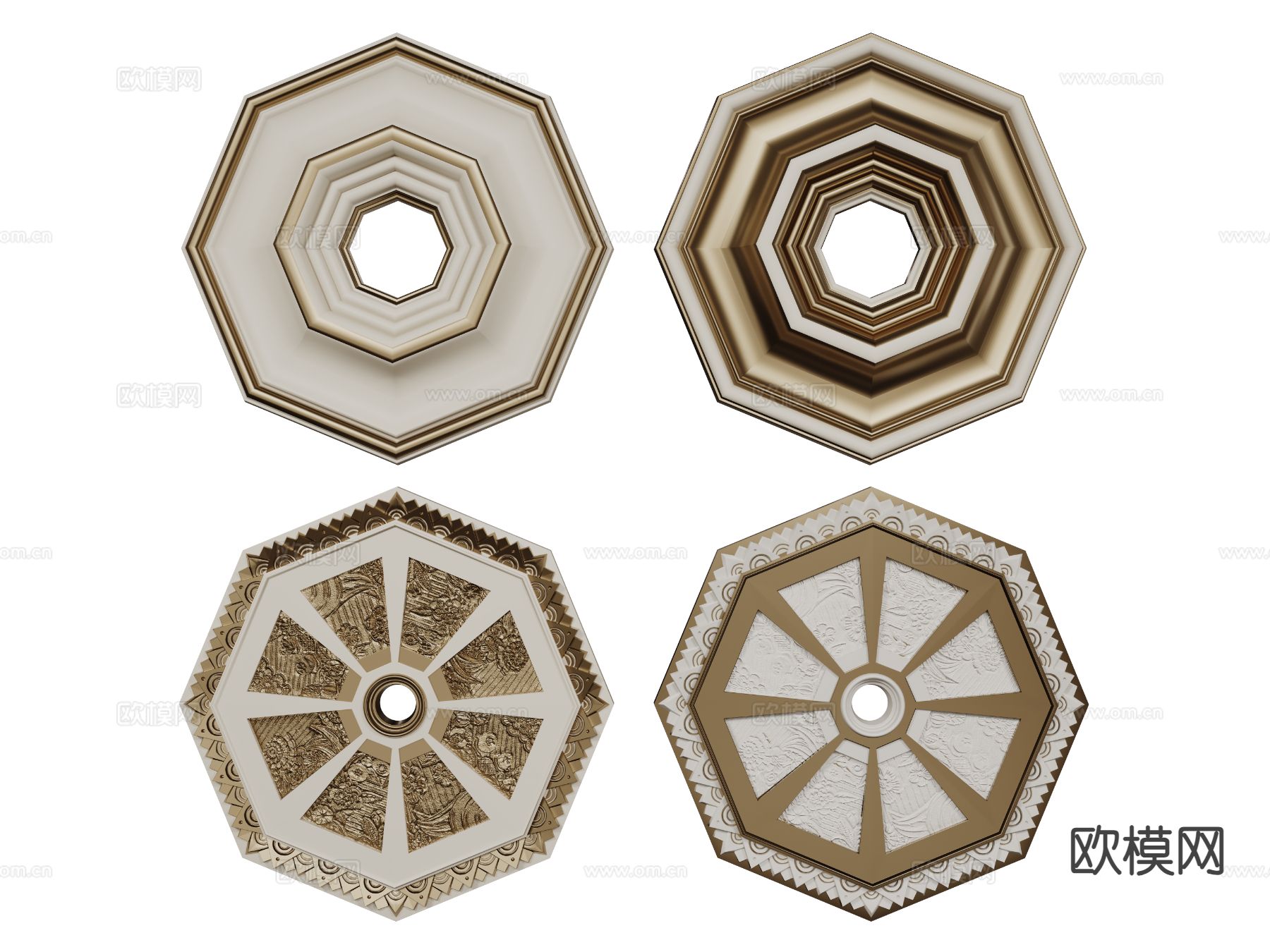 欧式灯盘 雕花灯盘 烫金灯盘3d模型