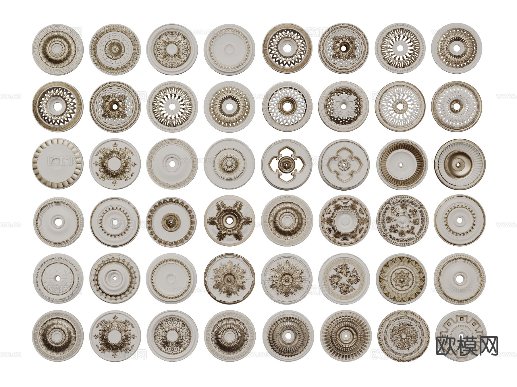 欧式灯盘 雕花灯盘 烫金灯盘3d模型下载