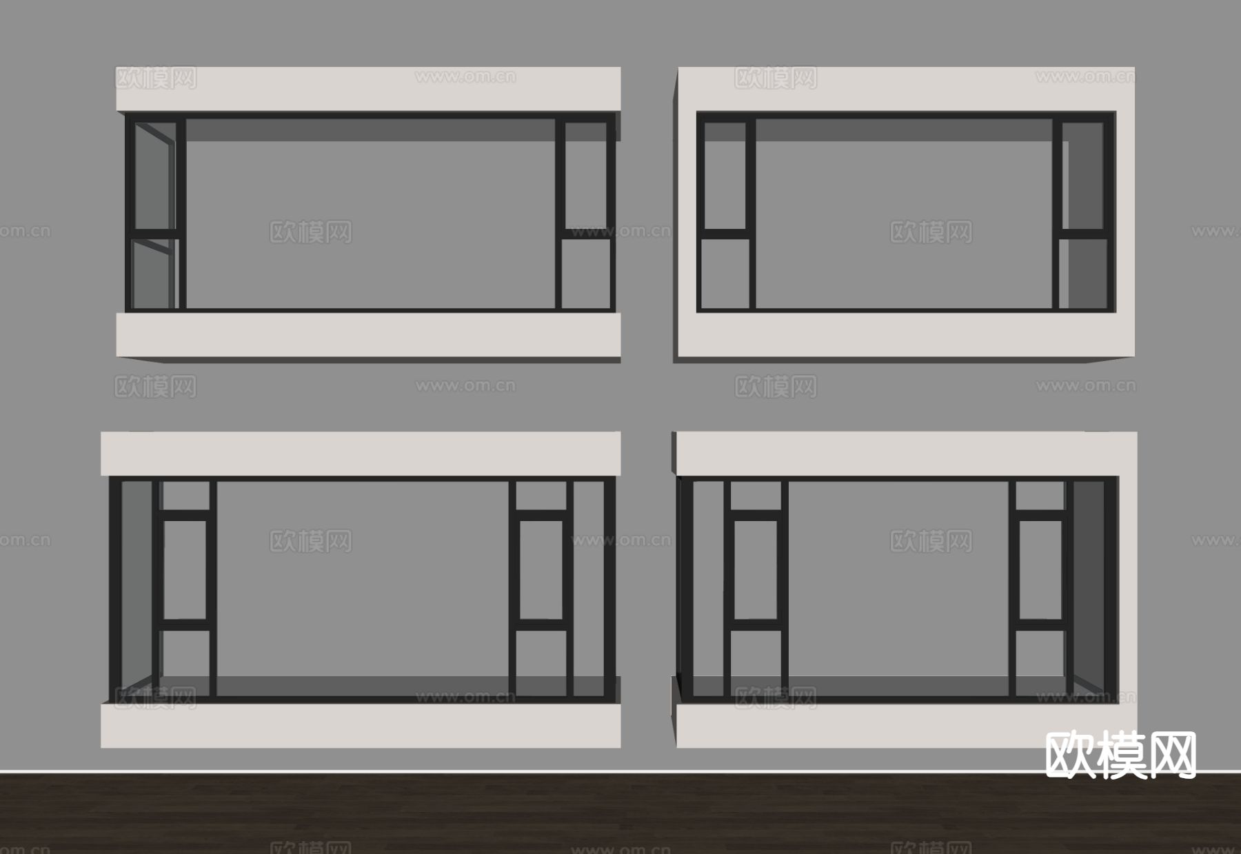 现代窗户飘窗 平开窗 窗户su模型