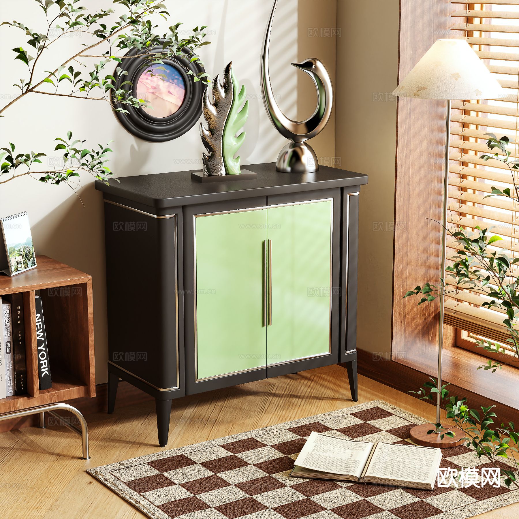 后现代玄关柜 鞋柜3d模型下载