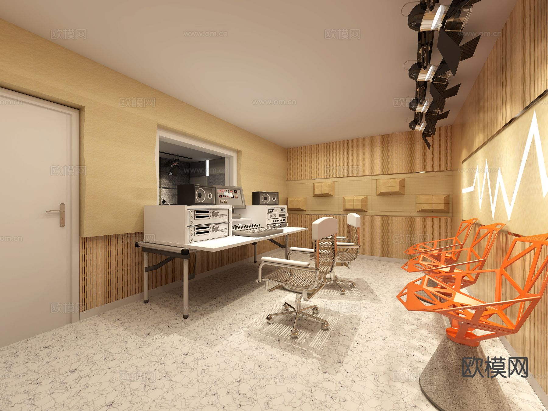 现代录音棚3d模型下载（渲染图2）