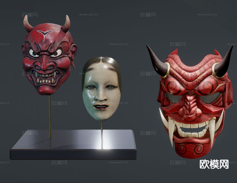 日式恶魔面具3d模型下载
