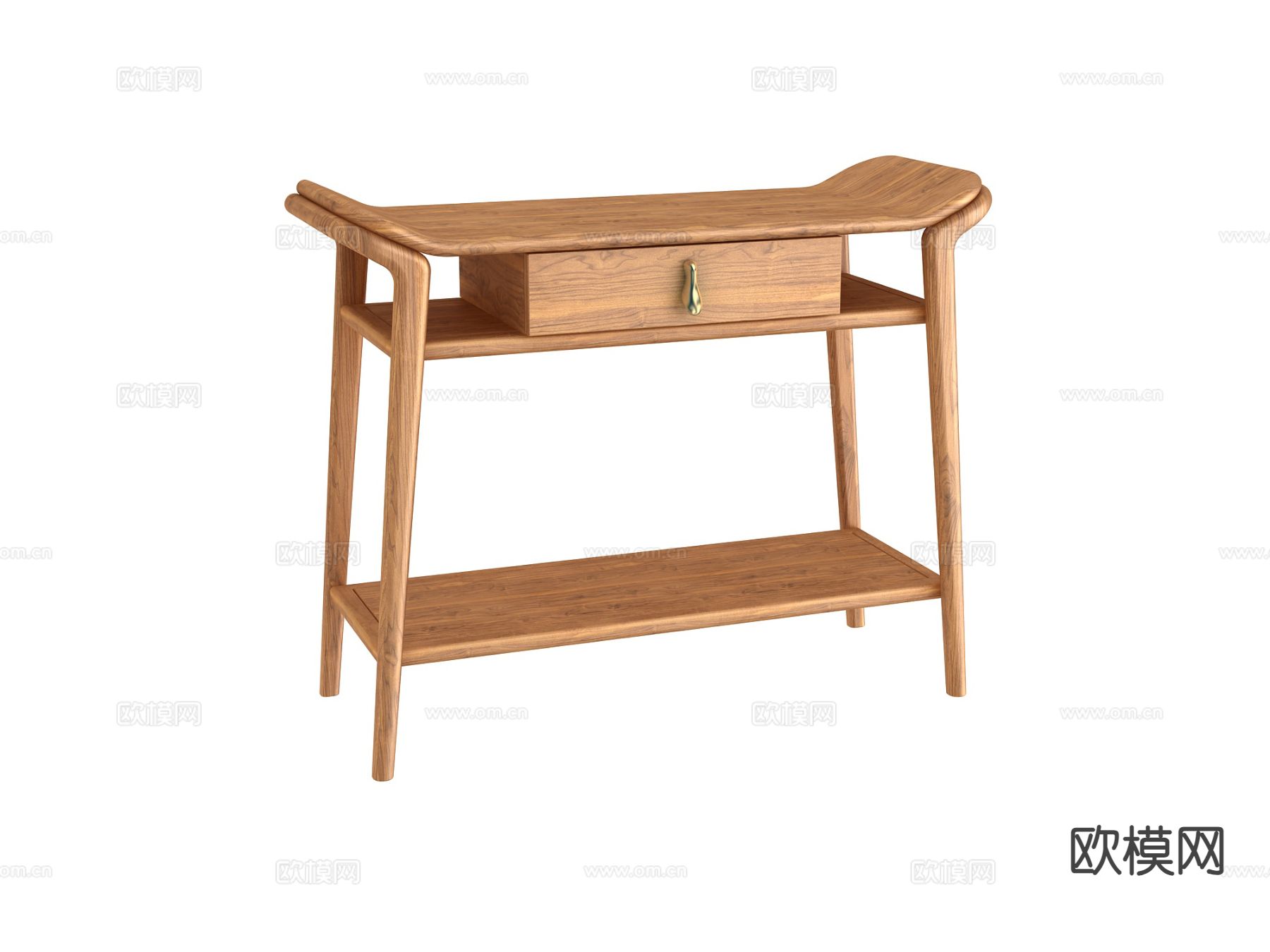 原木风端景台 条案3d模型下载