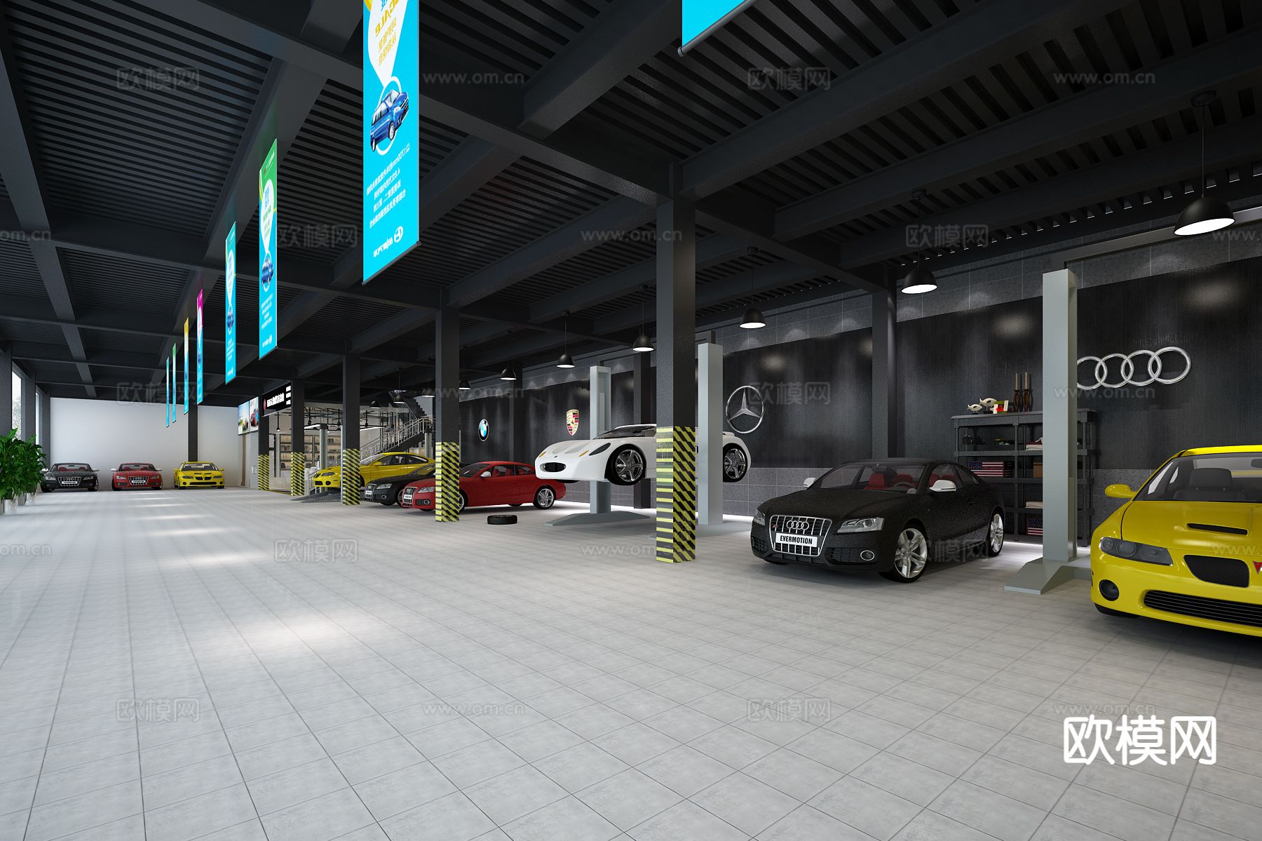 汽车4S店 汽修店3d模型