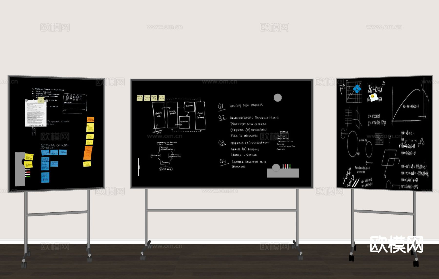 可移动黑板 办公黑板 宣传板su模型