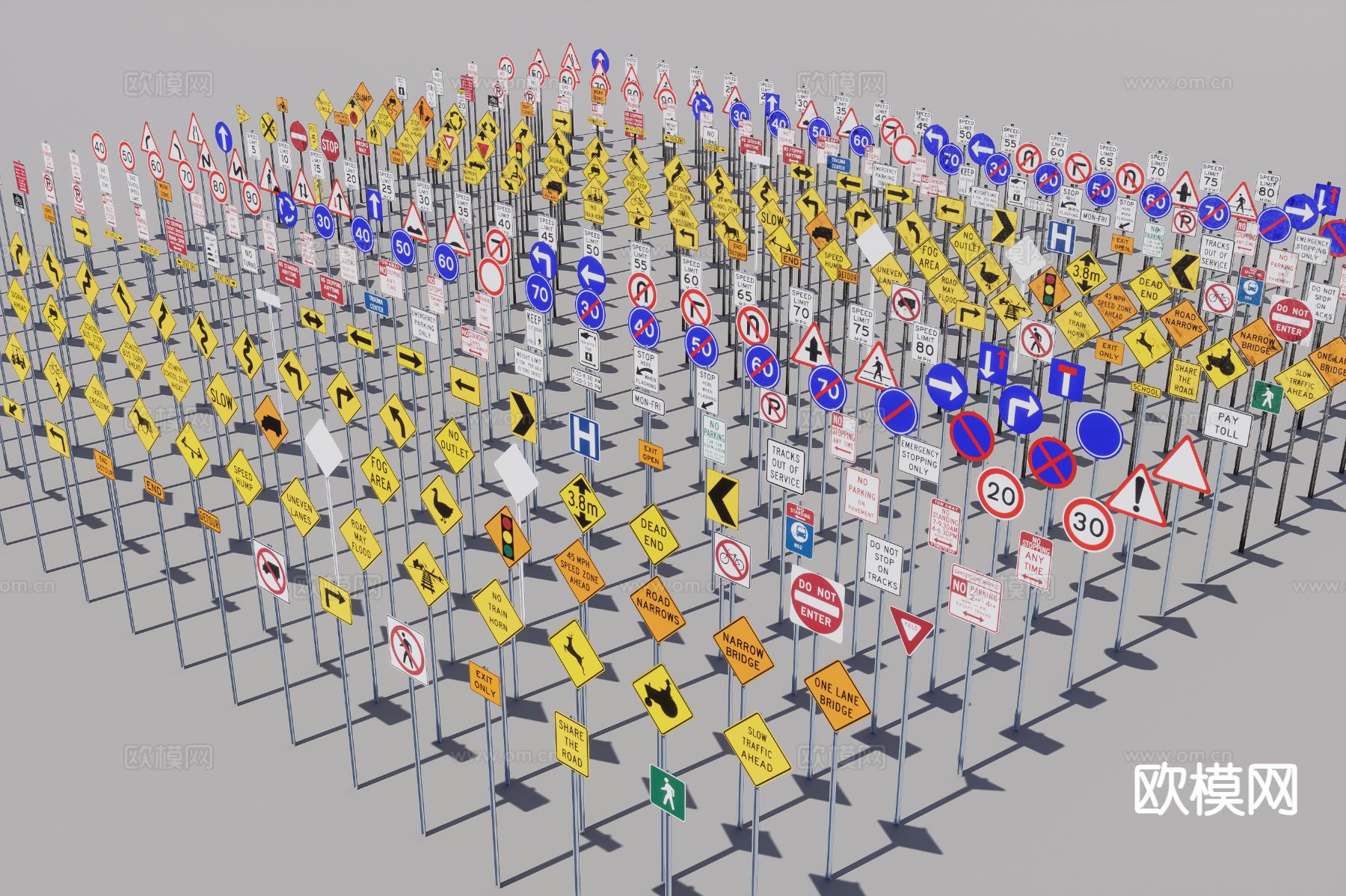 交通标志 路牌 禁停标志3d模型