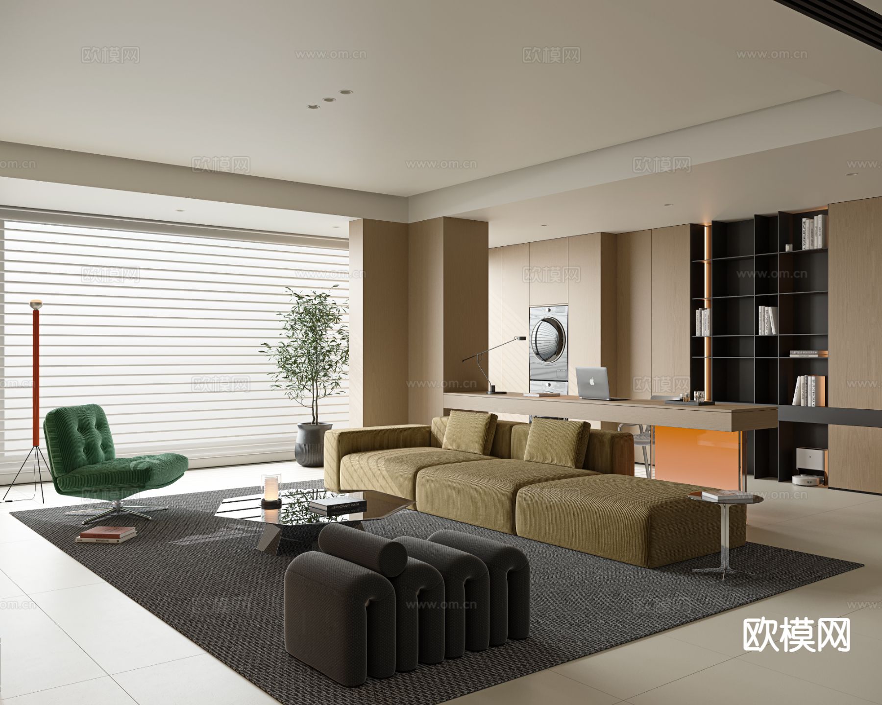 意式客厅su模型下载（渲染图2）