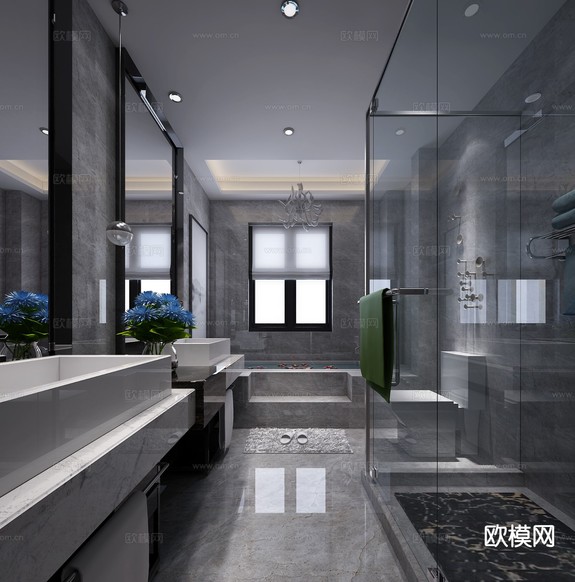 现代卫生间 浴室 洗手间3d模型下载