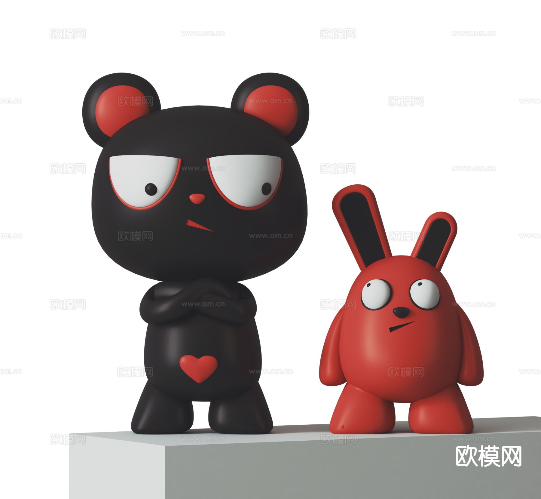 萌趣熊雕塑 卡通潮玩su模型下载（渲染图2）